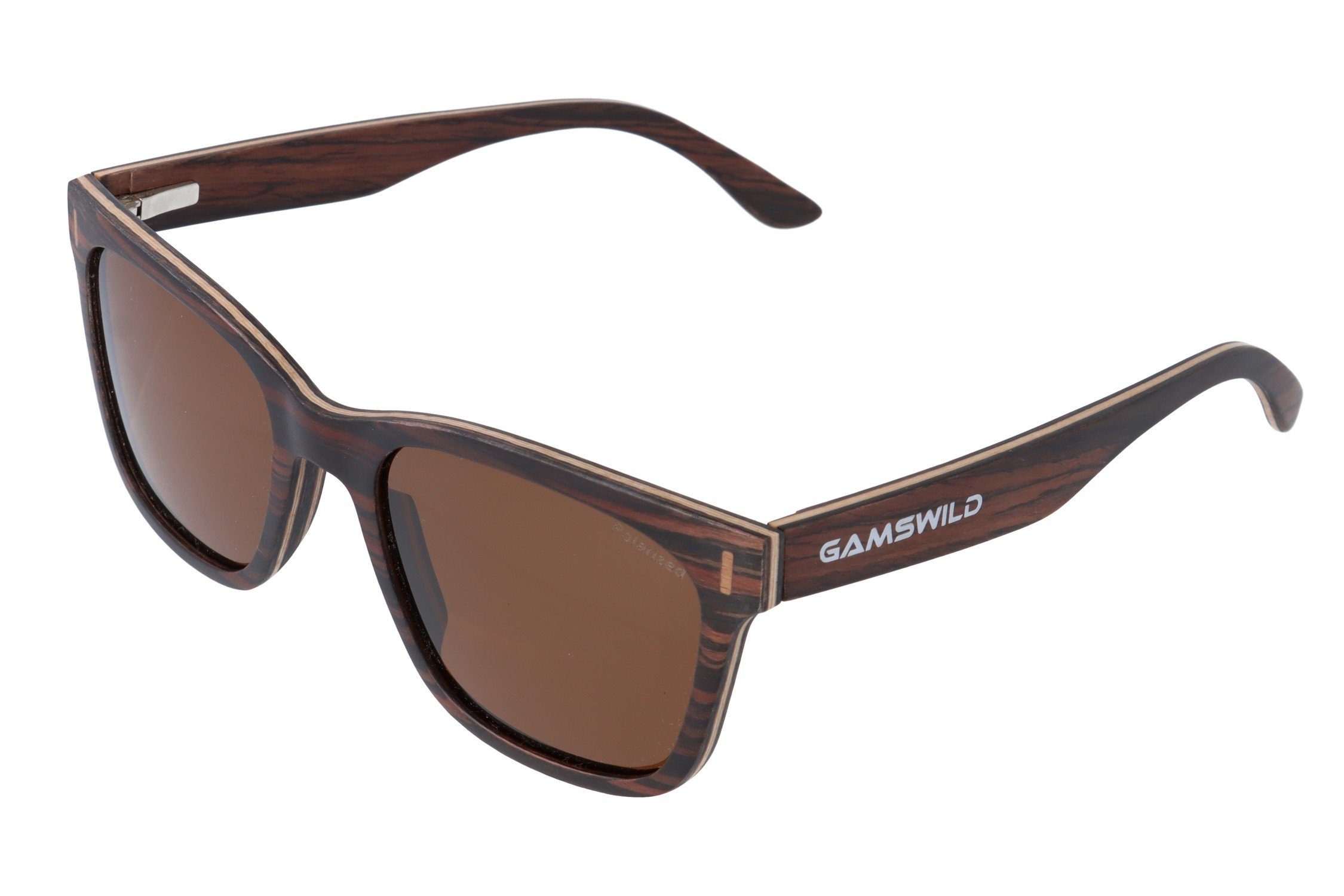 Gamswild Sonnenbrille WM0011 GAMSSTYLE Holzbrille Damen Herren Unisex, polarisierte Gläser in braun, grau, blau & G15 Glas braun