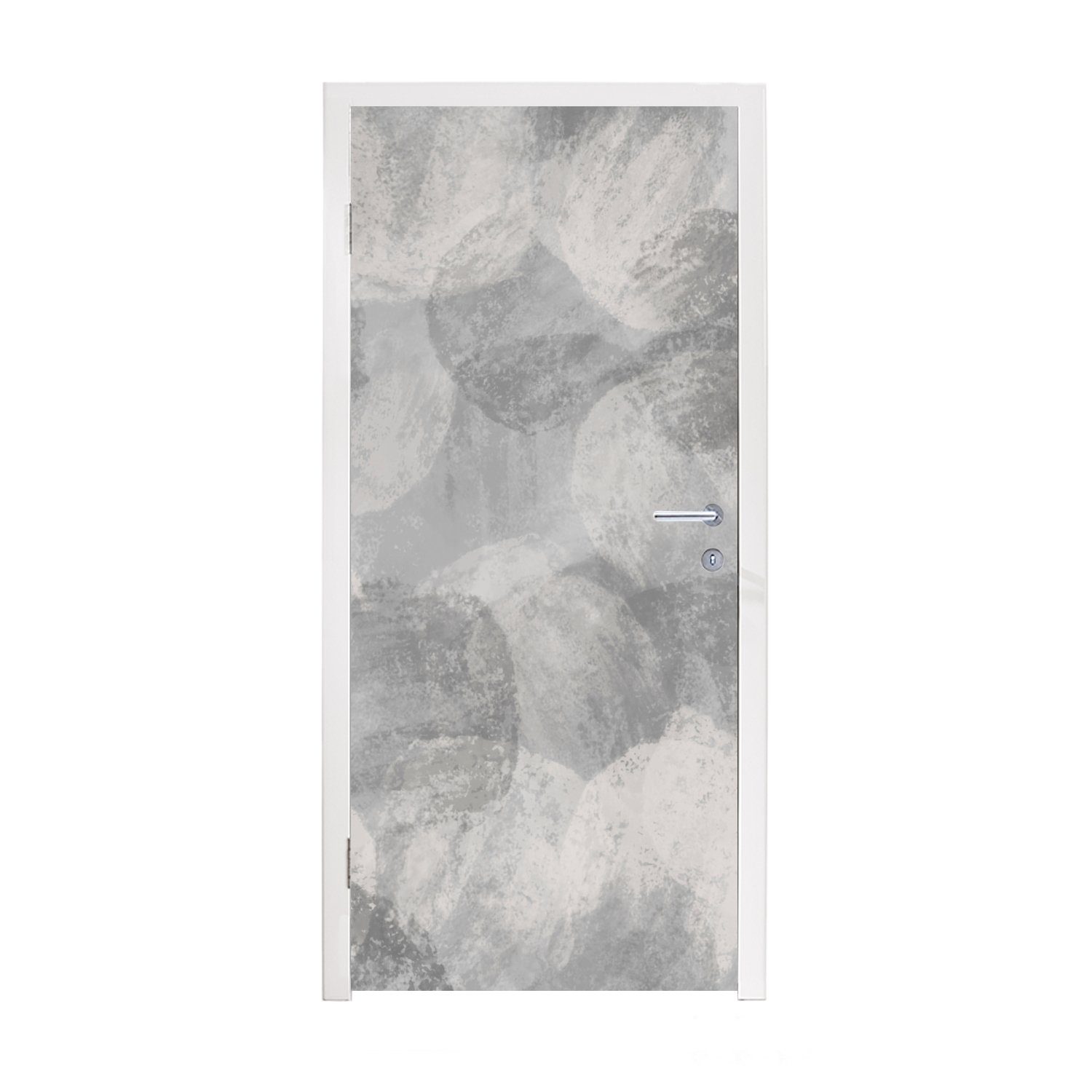 St), Grau (1 Malerei, Türaufkleber, Abstrakt - für Matt, Farbe - Fototapete cm 75x205 Tür, MuchoWow bedruckt, - Türtapete