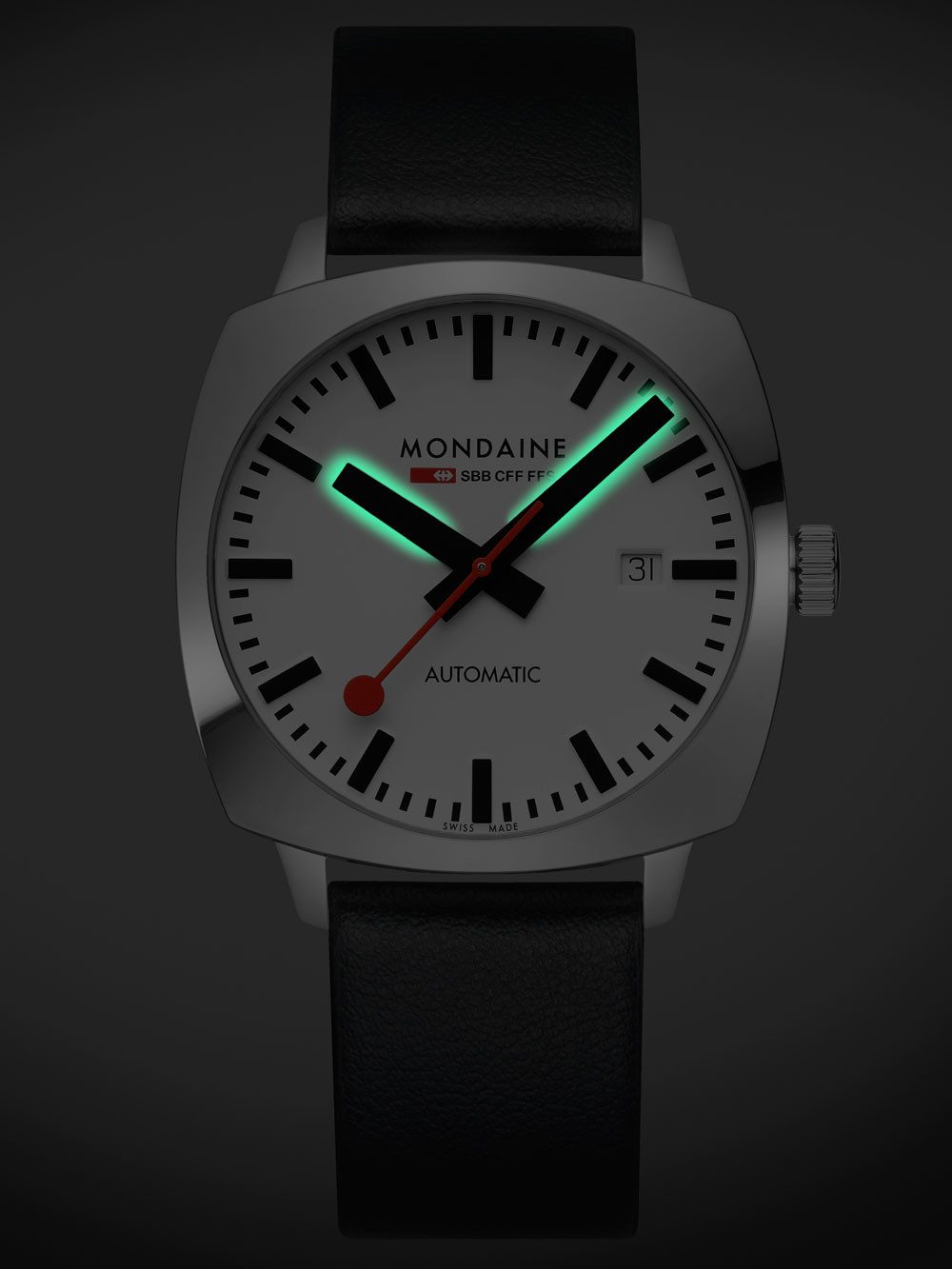 MONDAINE Automatikuhr Mondaine MSL.3961B.LBV Herrenuhr Cushion Automatik 39mm 10ATM Mondaine MSL.3961B.LBV Herrenuhr Cushion Automatik 39mm 10ATM