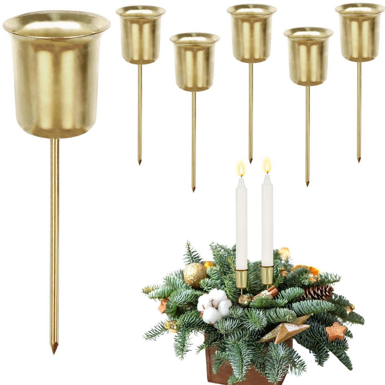 LuxusKollektion Adventskranz Adventskranz Kerzenhalter Set 6er Gold Blumenform