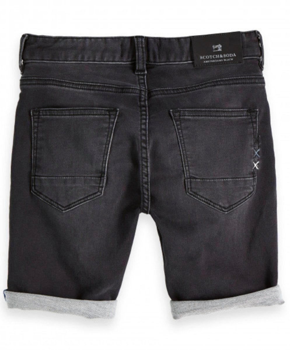 Scotch & Soda Jeansshorts Jungen Denim-Shorts in Schwarz mit Stretch und Umschlag