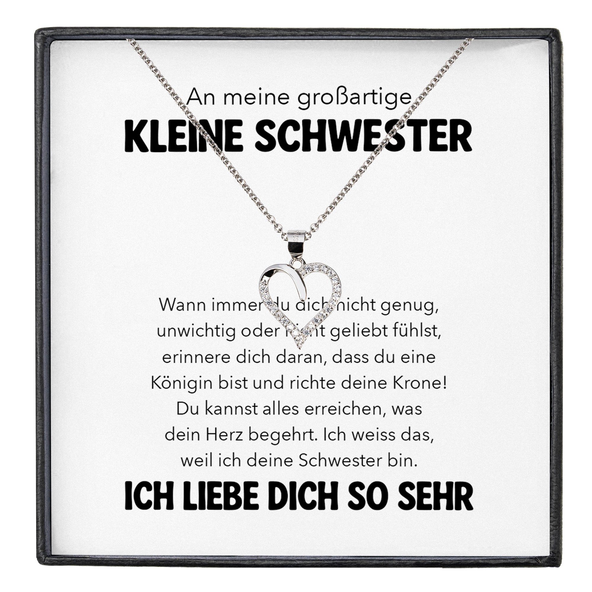 Schmuckset Kleine Schwester Geschenk Frauen und Mädchen Schmuck Herz Halskette
