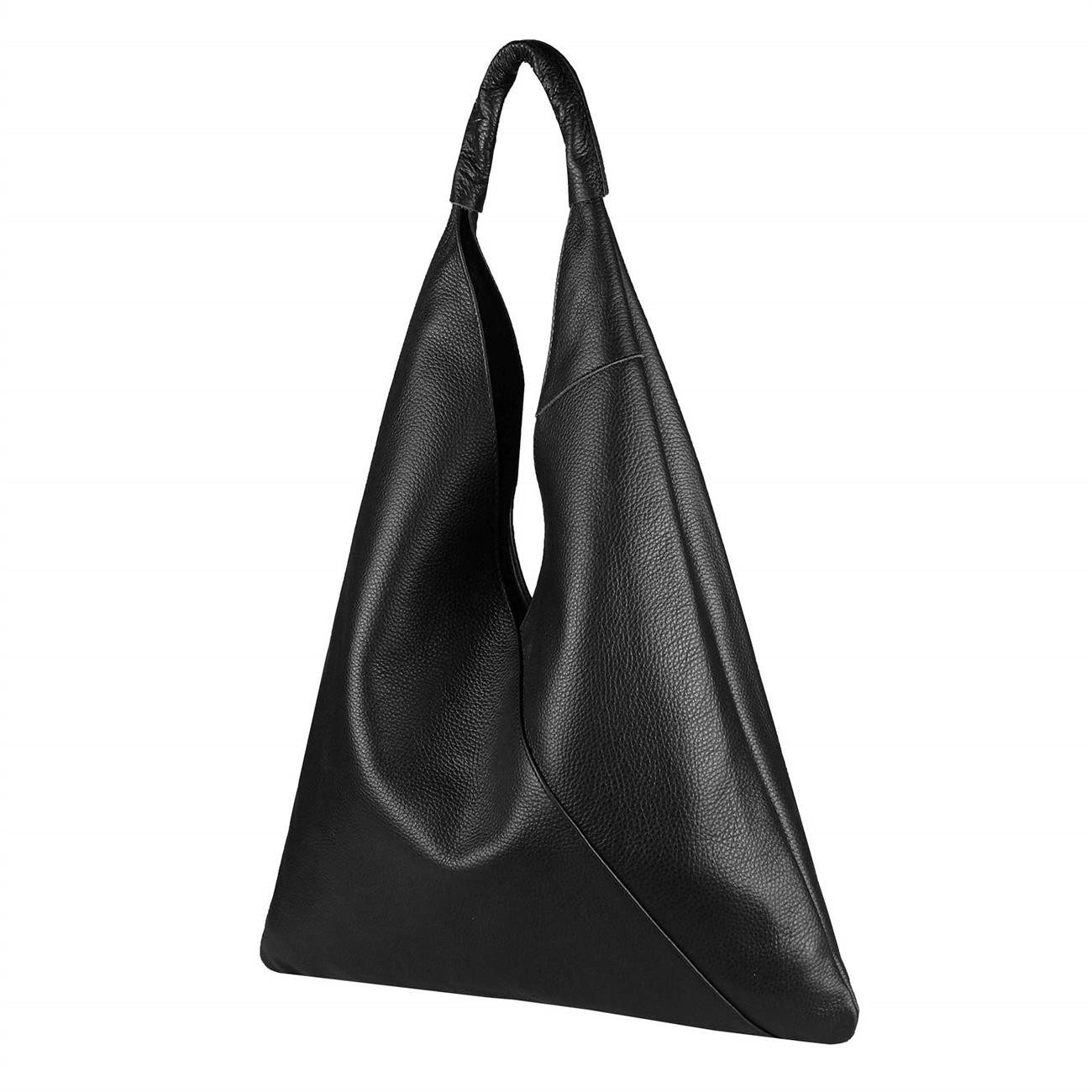 ITALYSHOP24 Schultertasche Made in Italy Damen XXL Leder Tasche Shopper Umhängetasche Hobo Bag, Workbag Body Bag Beuteltasche Freizeit Business Echtleder groß leicht