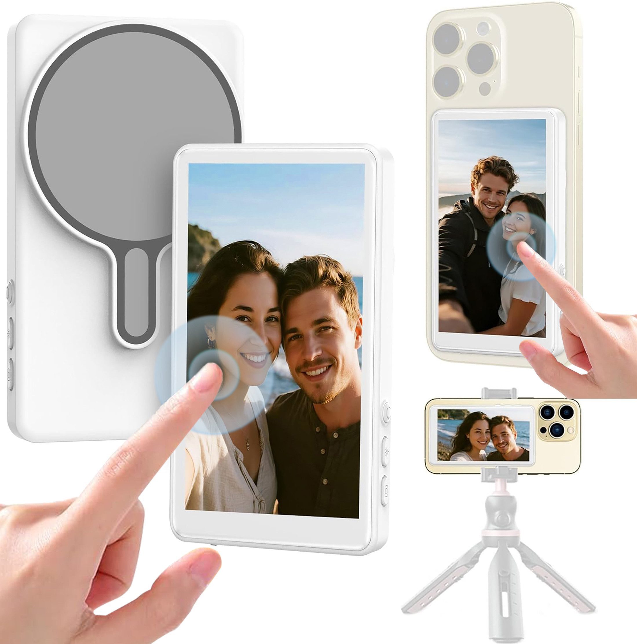 ibettertec Selfie-Stick Handy-Vlog-Selfie-Monitor-Bildschirm, 1080P kabellose Aufnahme, Bluetooth Rückkamera, für Selfie-Vlog-Live-Übertragung