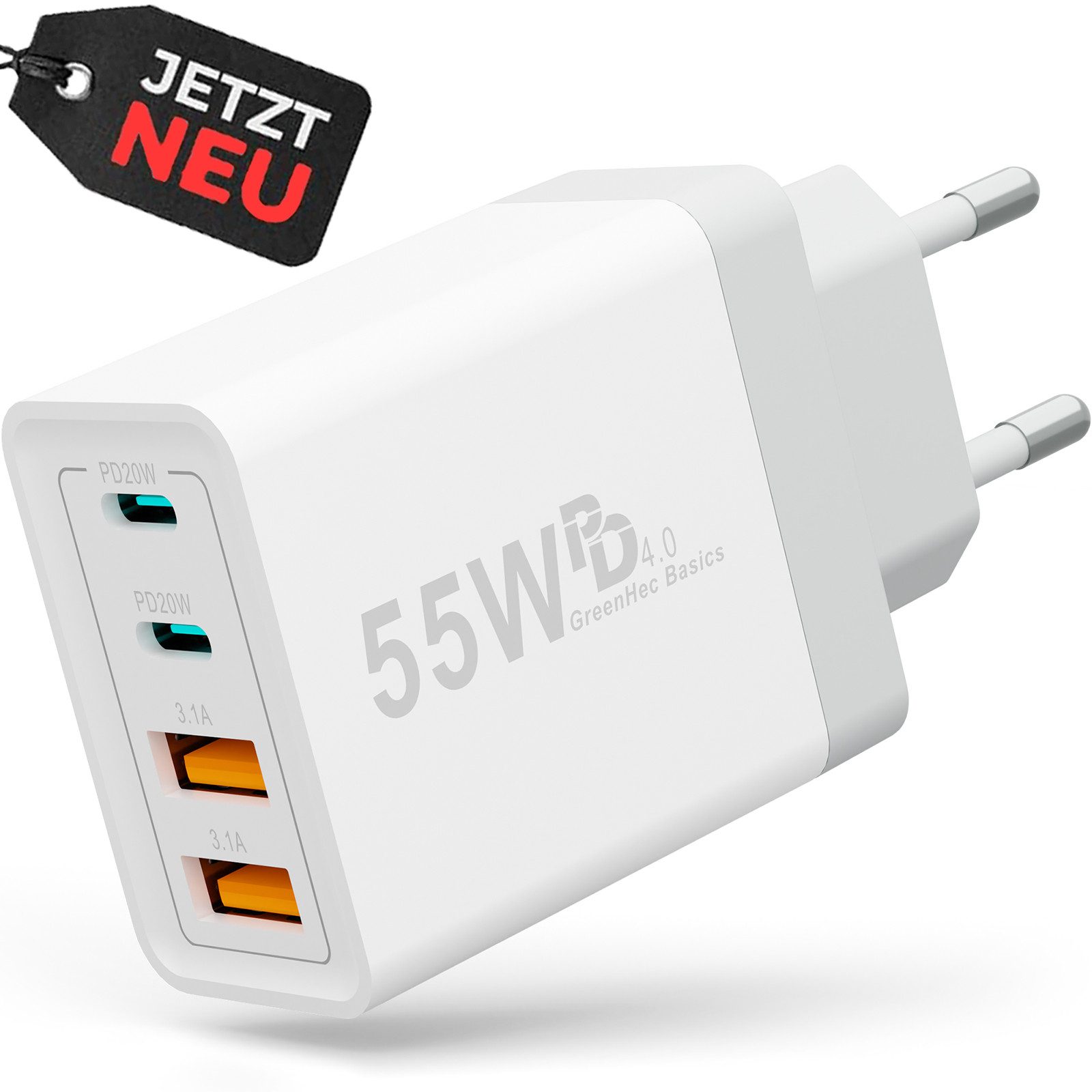 Ladegerät USB-C mehrfach Charger Handy 55w Stecker Adapter Netzteil Schnelllade-Gerät