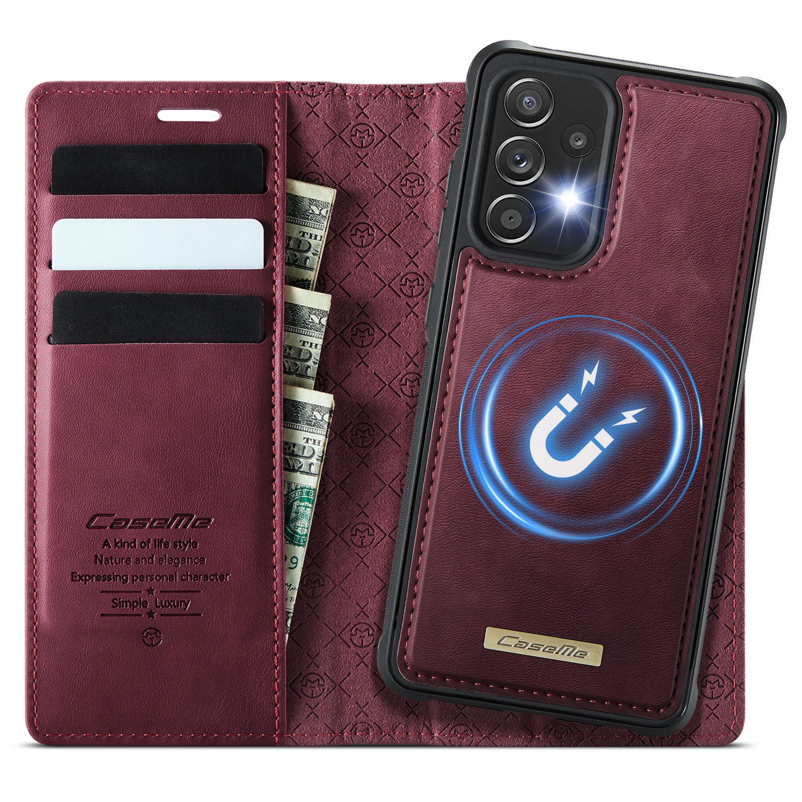 Mycotech Handyhülle Premium 2in1 Klapphülle für Samsung mit abnehmbarem Case Retro Tasche