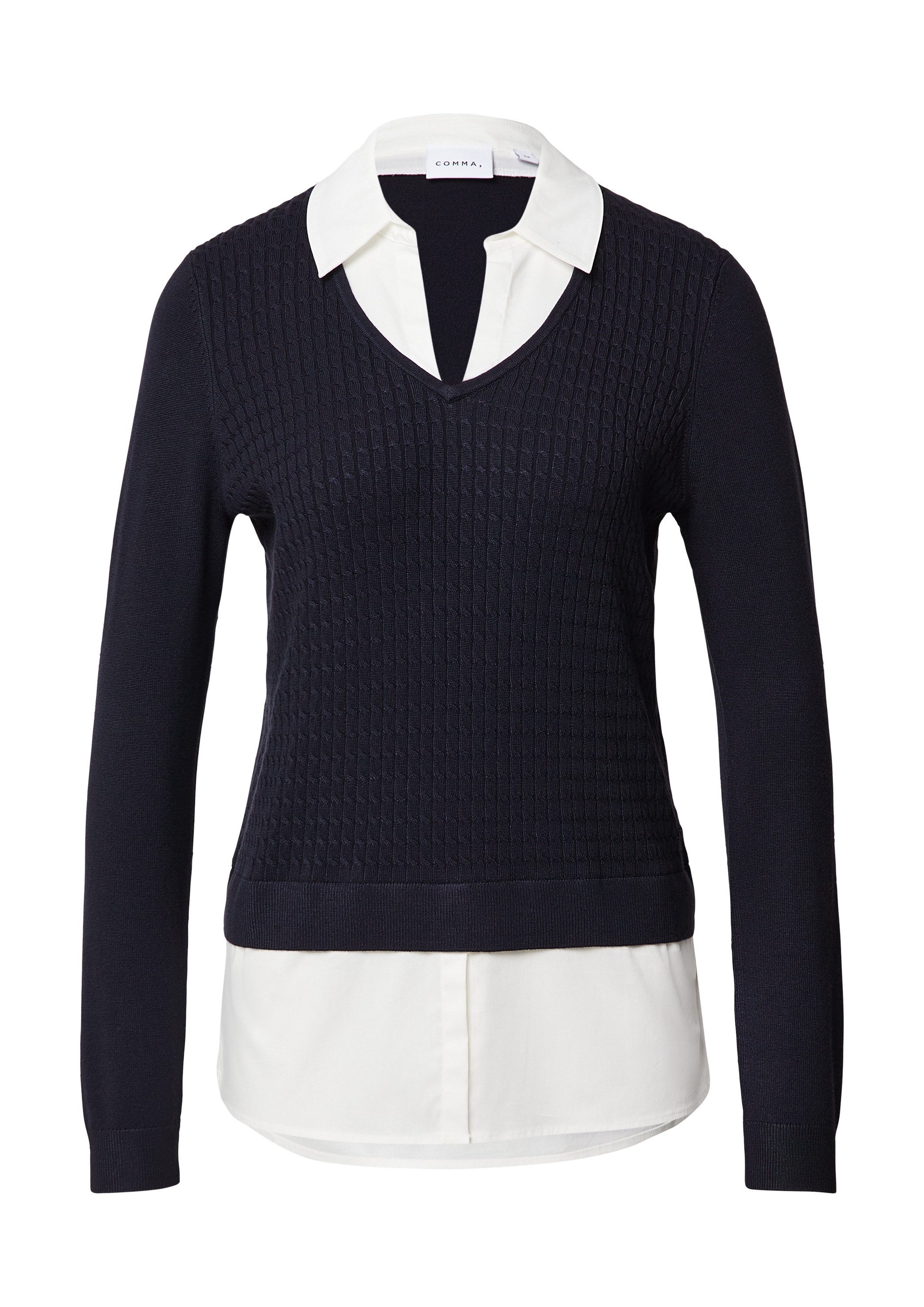 comma Longpullover Strickpullover 2-in-1-Pullover in Layering-Optik günstig online kaufen