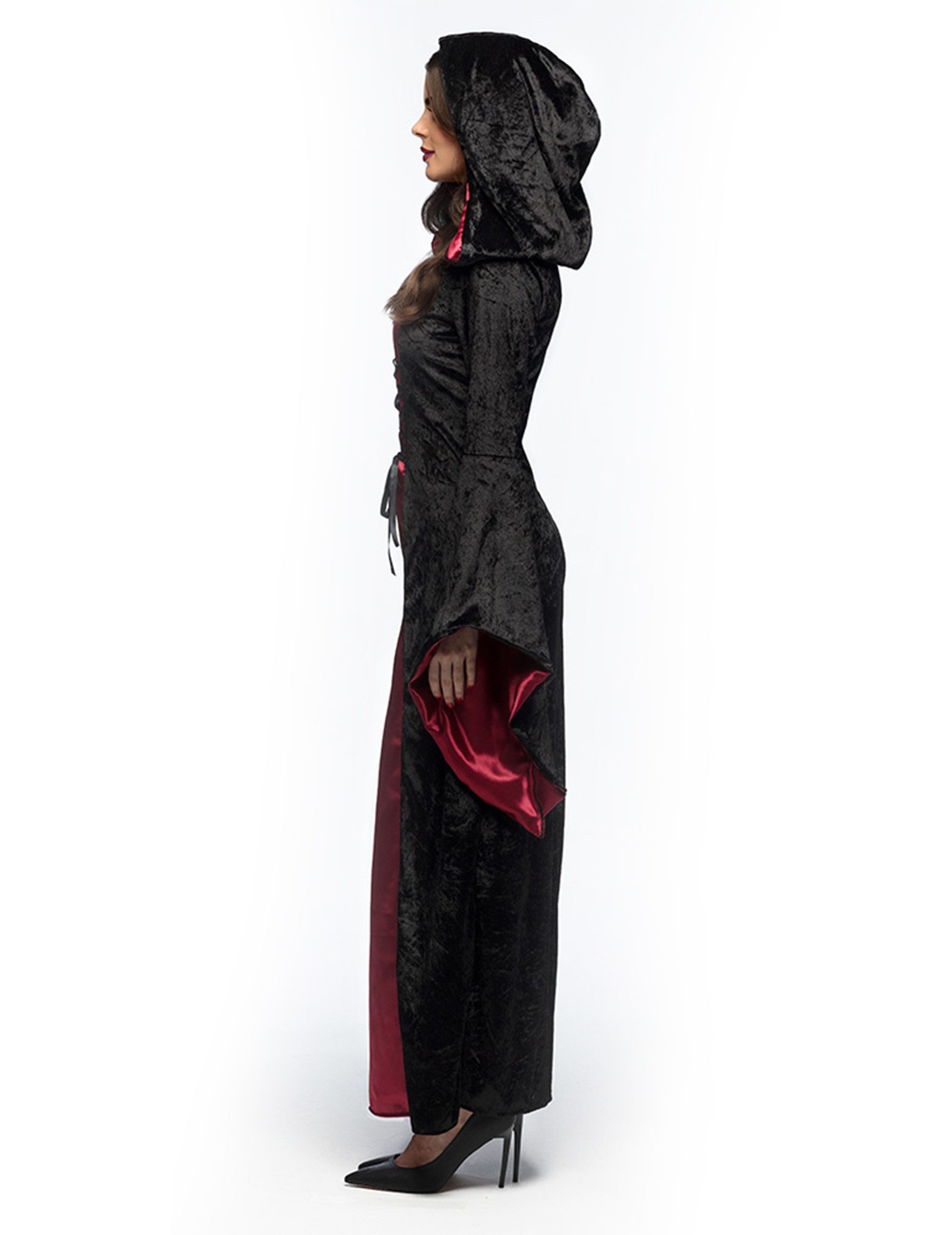 JADEO Kostüm Düstere Kultistin Gothic-Damenkostüm für Halloween schwarz-rot