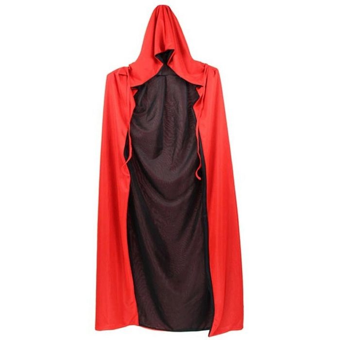 FeelGlad Vampir-Kostüm 150cm Stoff-Doppelkapuze in schwarz und rot Verkleiden