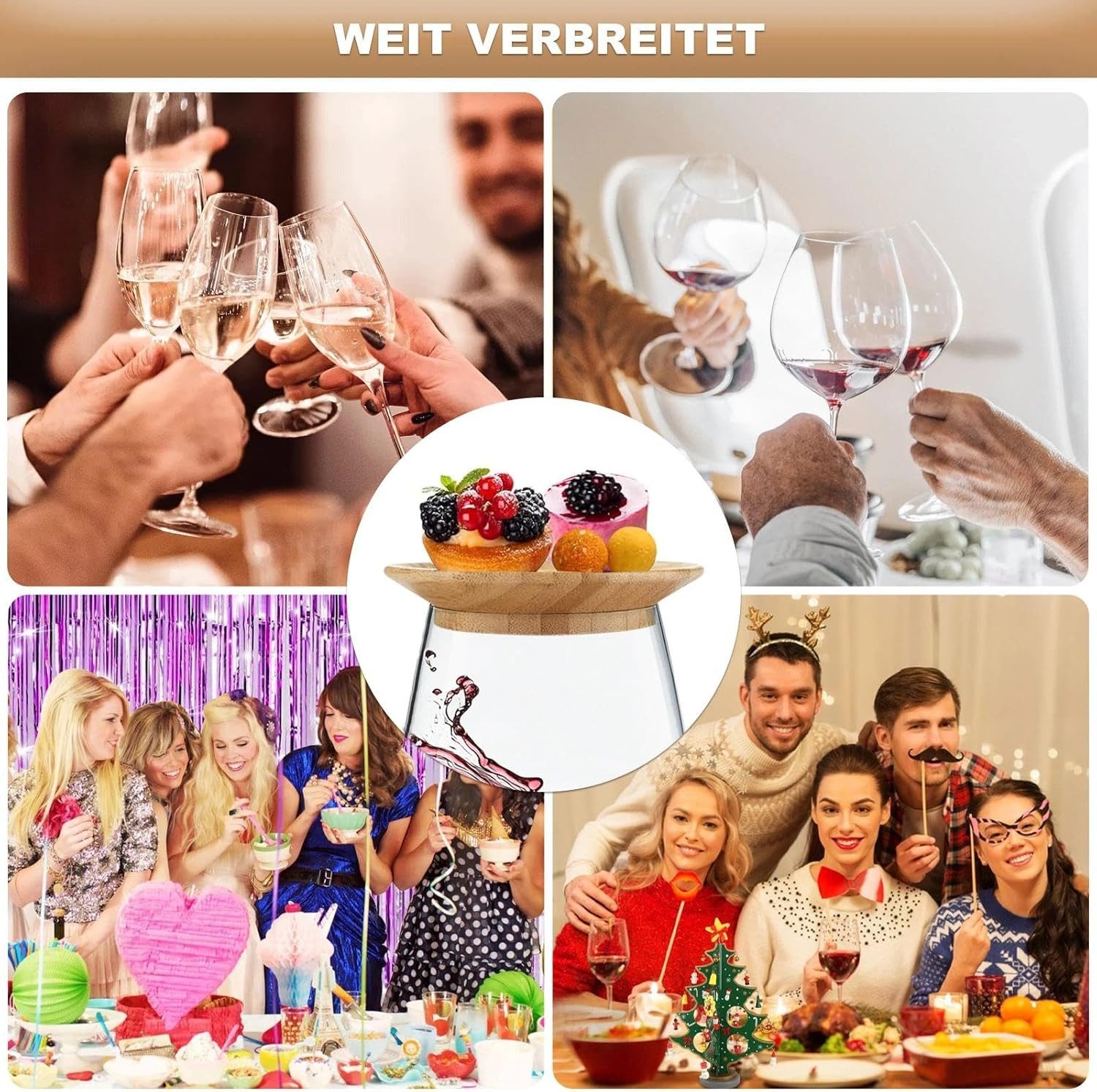 BlingBin Getränkeuntersetzer 10 Stück Weinglas-Untersetzer aus Bambus, Charcuterie Brett Topper, Zubehör für Weinglas, 10er Set, 10-tlg., für Vorspeisenteller u – Bild 5 von 5