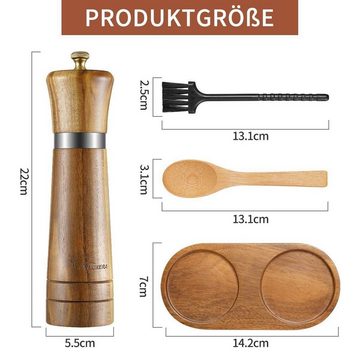 Welikera Salzmühle 2* Pfeffermühle, 8" Holz Einstellbare Grobheit Meersalzmühle