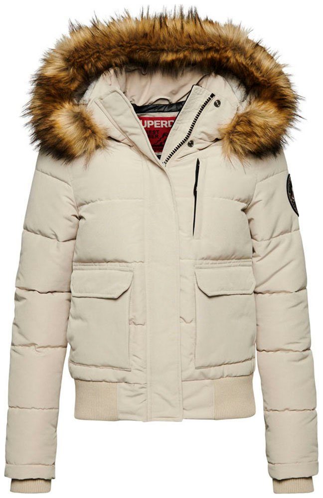 PUFFER Superdry Steppjacke HOODED EVEREST Chateau BOMBER Grey
