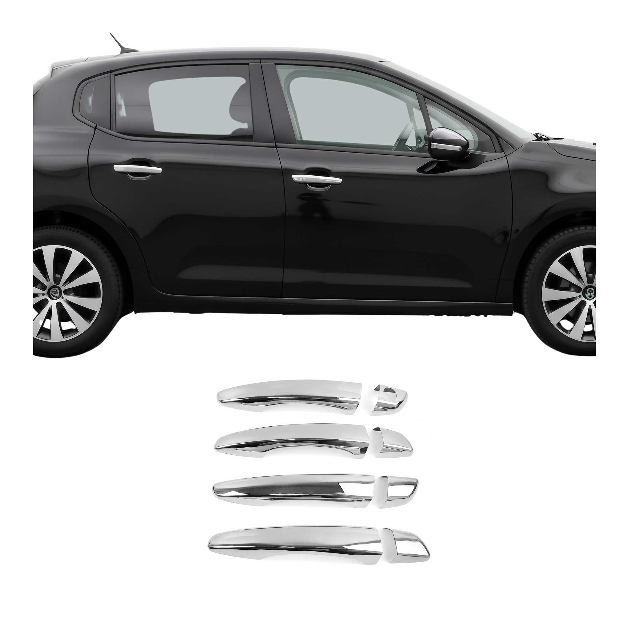 OMAC Zierleisten-Aufkleber Türgriff Blende für Opel Grandland X / Crossland X 2017-2024 Chrom 8x, (8tlg), Langlebig,Einfache Reinigung,Einfache Installation,Rostbeständig