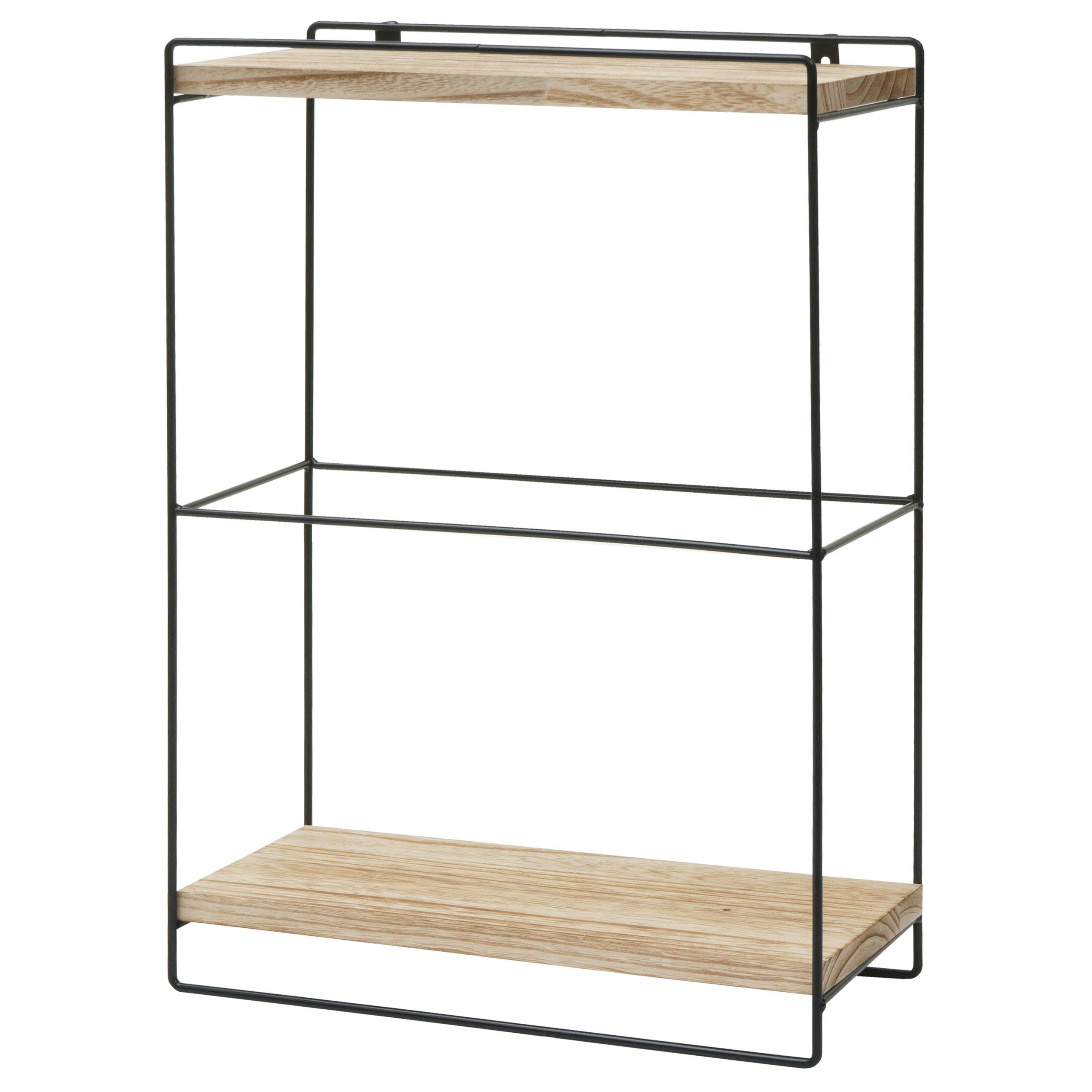 PROREGAL® Wandregal Hängeregal 50x35x17cm Holz Metall 2 Regalböden, Farbe