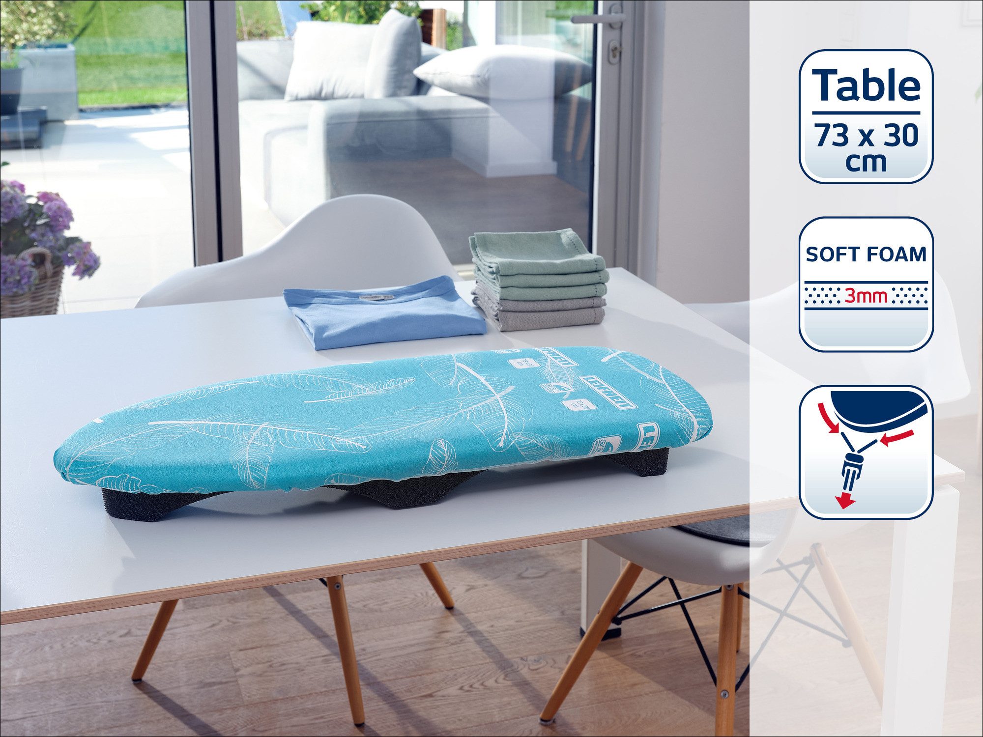 Leifheit Ersatz-Bügelbrettbezug Ersatzbezug Thermo Reflect Air Board Table, Zwei-Seiten-Bügeleffekt, 73x39cm, mit Spannclip