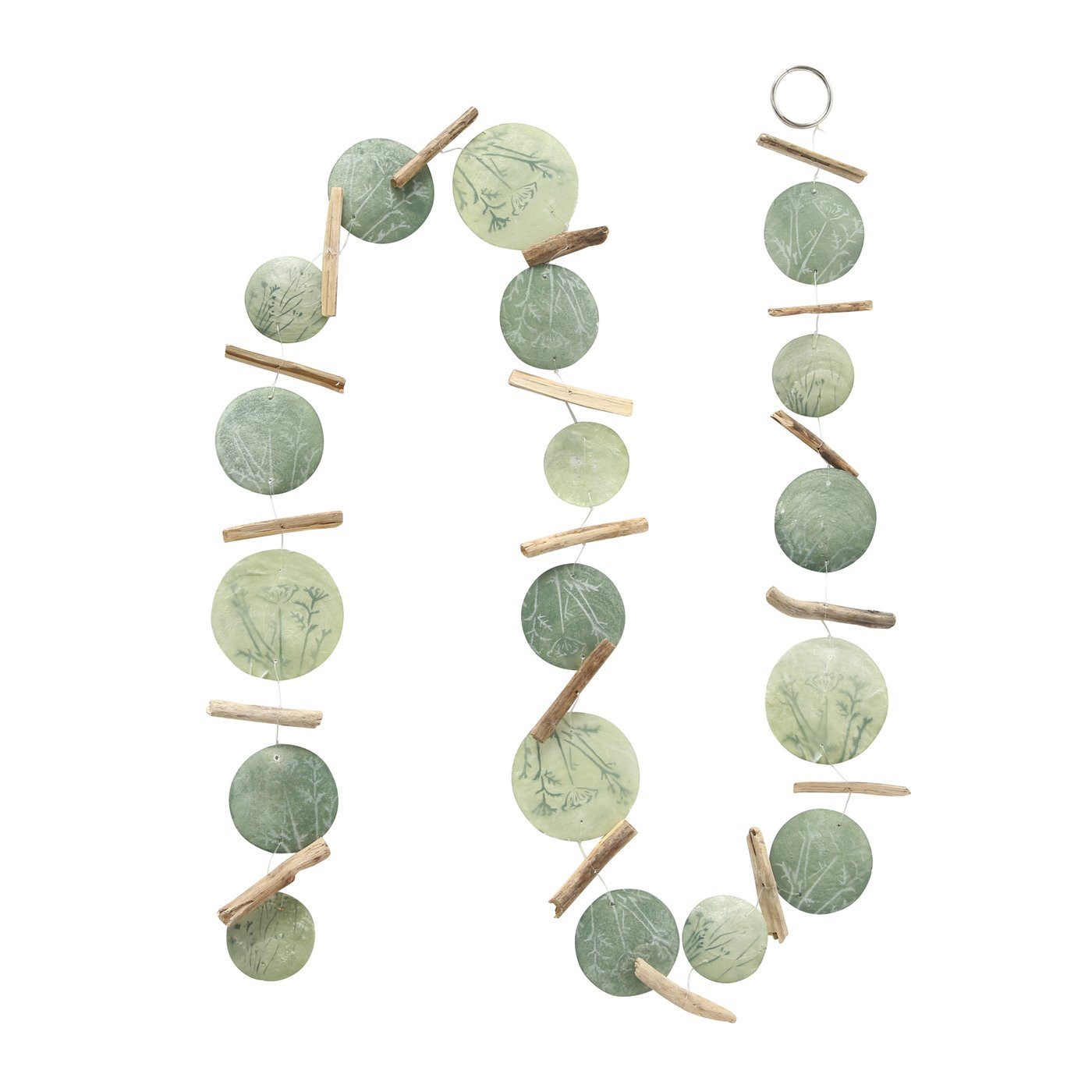 Kunstgirlande Capiz Girlande Grün mit Treibholz, BOLTZE günstig online kaufen