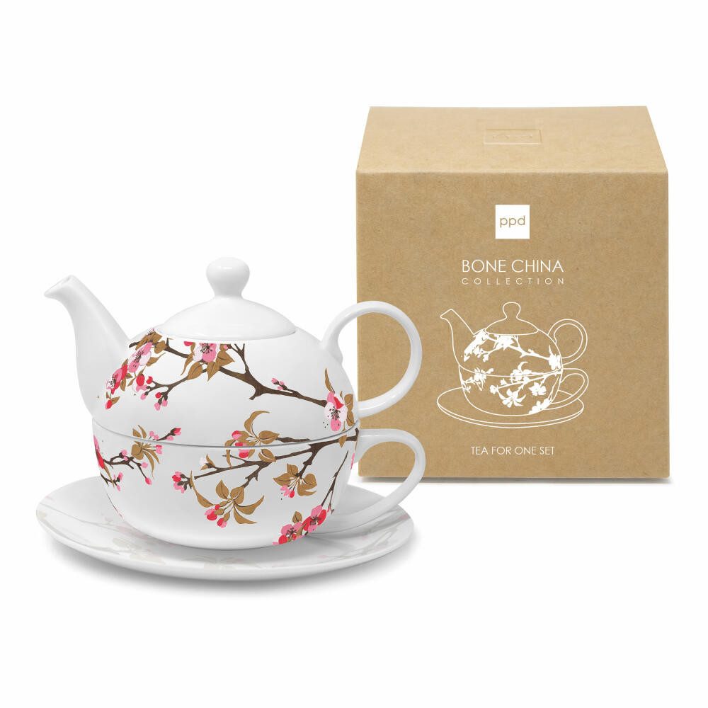 PPD Tasse Fiori Rossi Tea4one Set CB, 450 ml, Bone China