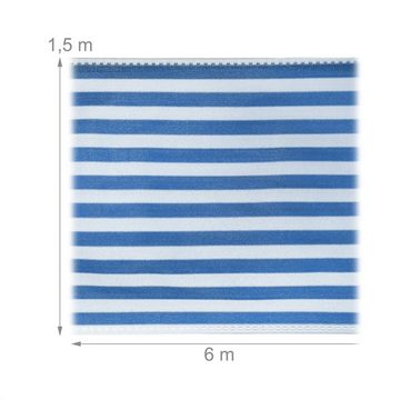 relaxdays Balkonsichtschutz Zaunblende 1,5 m blau-weiß gestreift 1,5 x 6 Meter