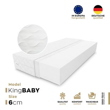 Babymatratze Kindermatratze KingBABY 70x140x6cm aus hochwertigem Kaltschaum, KingMatratzen, 6 cm hoch, Rollmatratze mit waschbarem Bezug