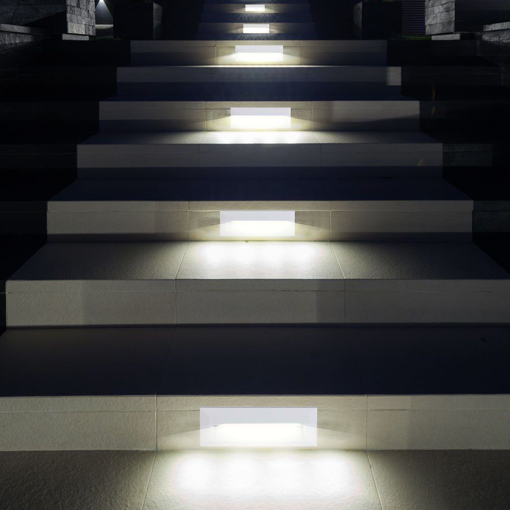 etc-shop LED Einbaustrahler, LED-Leuchtmittel fest verbaut, Neutralweiß, 6er Set LED Außen Wand Lampen Fassaden Strahler Veranda Treppen Stufen