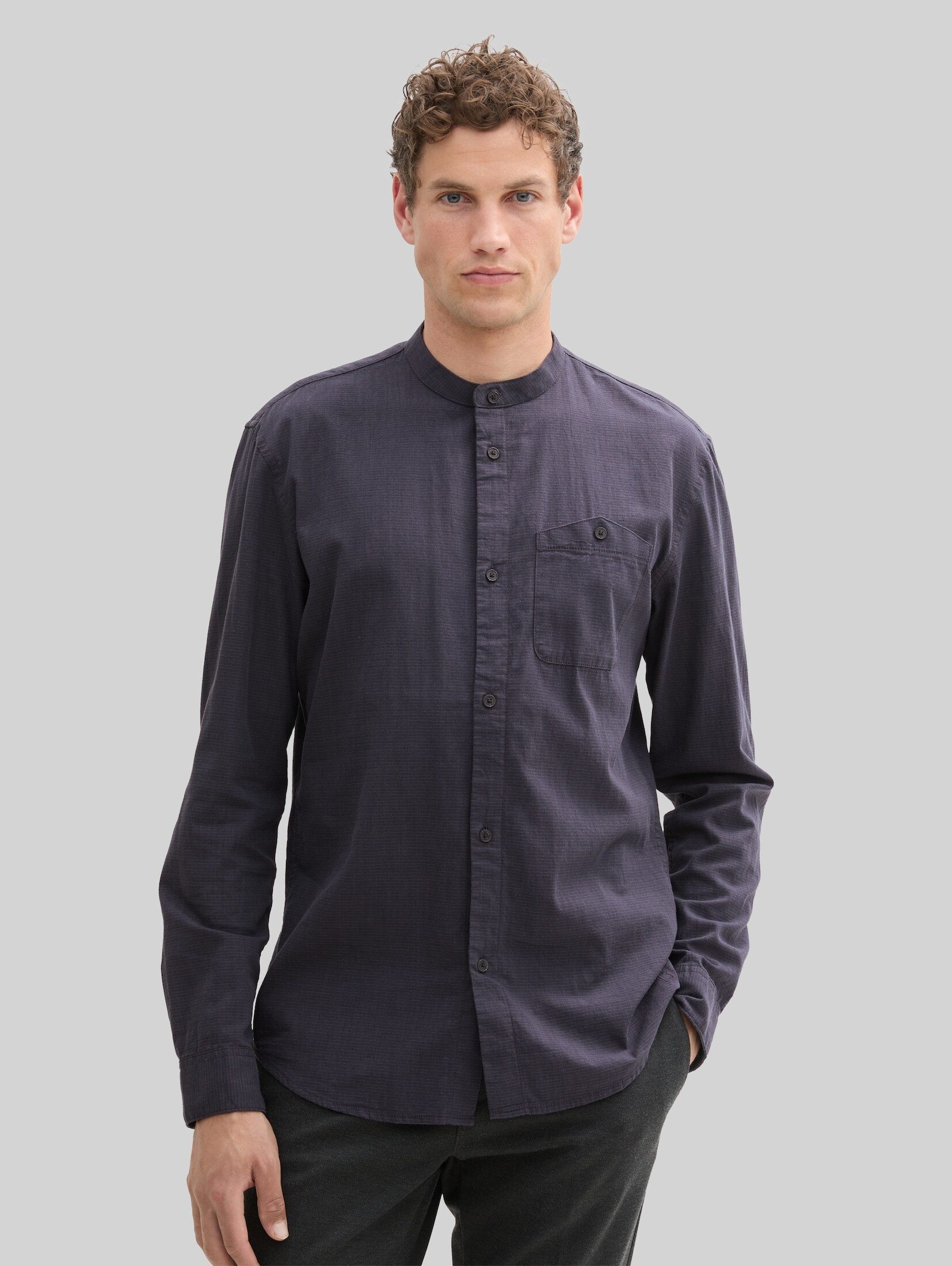TOM TAILOR Denim Langarmhemd Blusen & Shirts Basic Fit Hemd mit Stehkragen