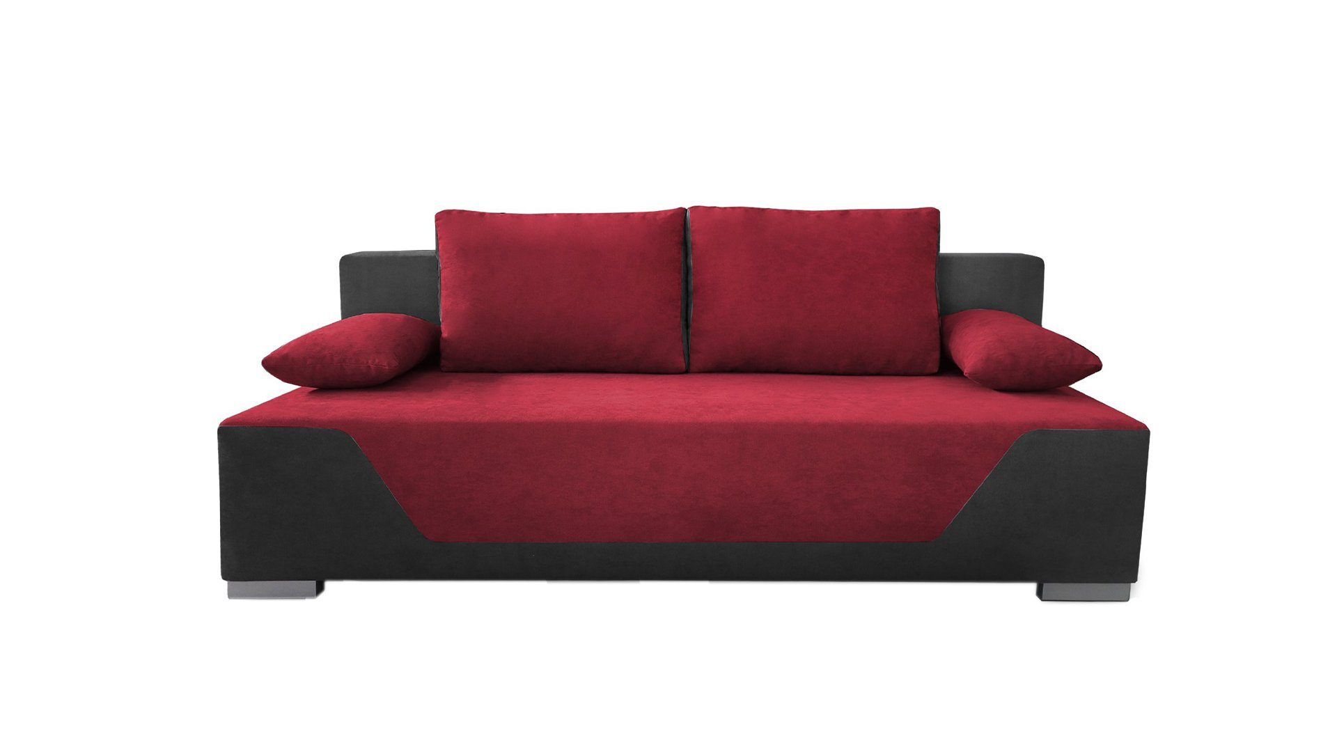 Siblo 2-Sitzer Zweisitziges Sofa Noa mit Schlaffunktion - Bettzeugbehälter - Zweisitzer-Sofa Rot