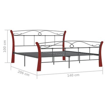 möbelando Bettgestell 3011666 (LxBxH: 206x140x100 cm), aus Stahl und Massivholz in Eiche (dunkel)