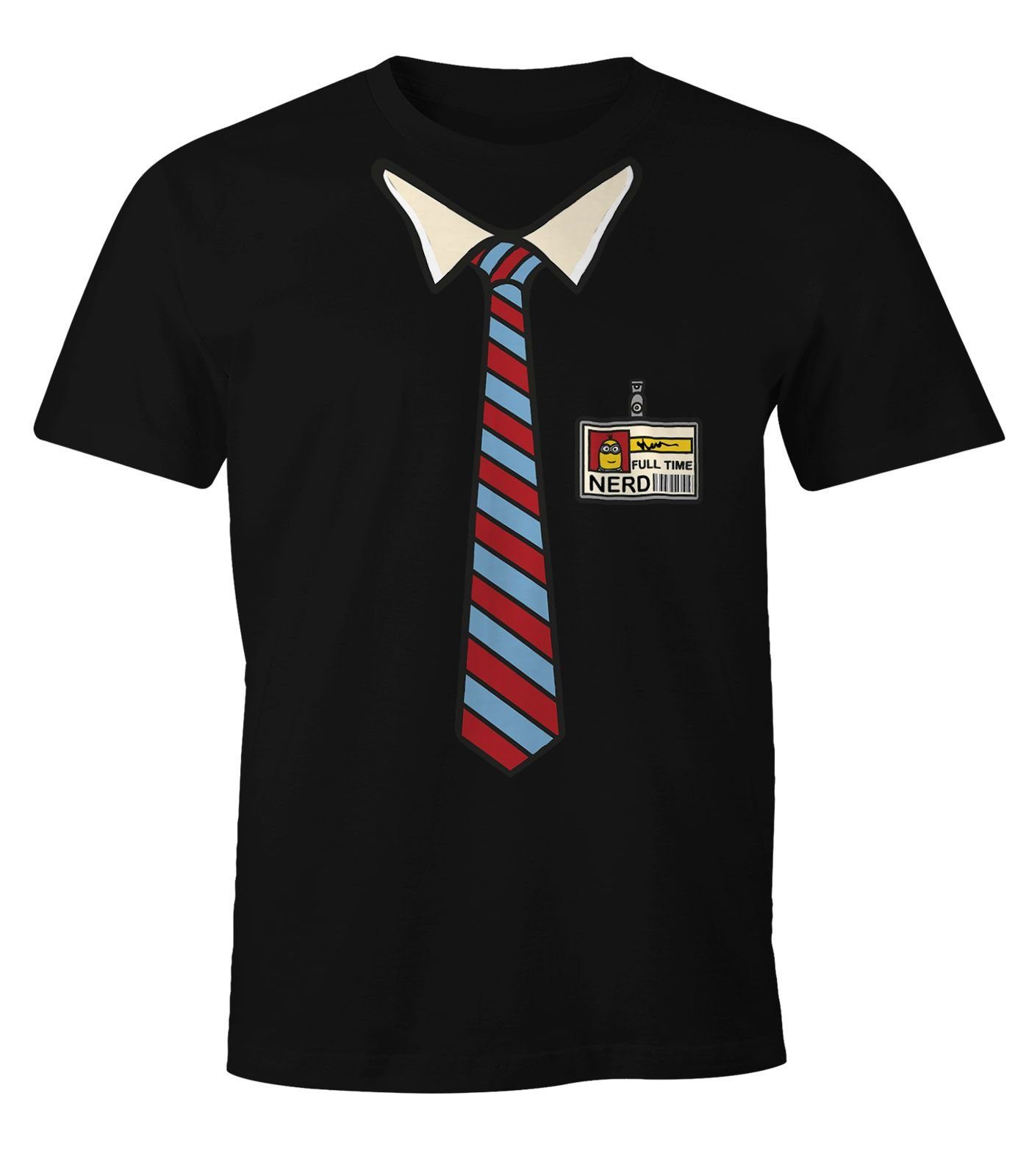 MoonWorks Print-Shirt Moonworks® mit Full Print Geek T-Shirt Time Fun-Shirt Nerd Herren schwarz
