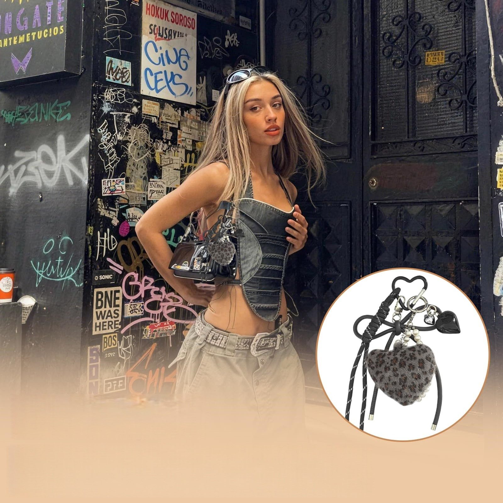 FOUORTUNATE-BEE Schlüsselanhänger Schlüsselanhänger Damen Plüsch Leopard Taschenanhänger weich, Für Tasche Rucksack Autoschlüssel Geschenk Mode Accessoire