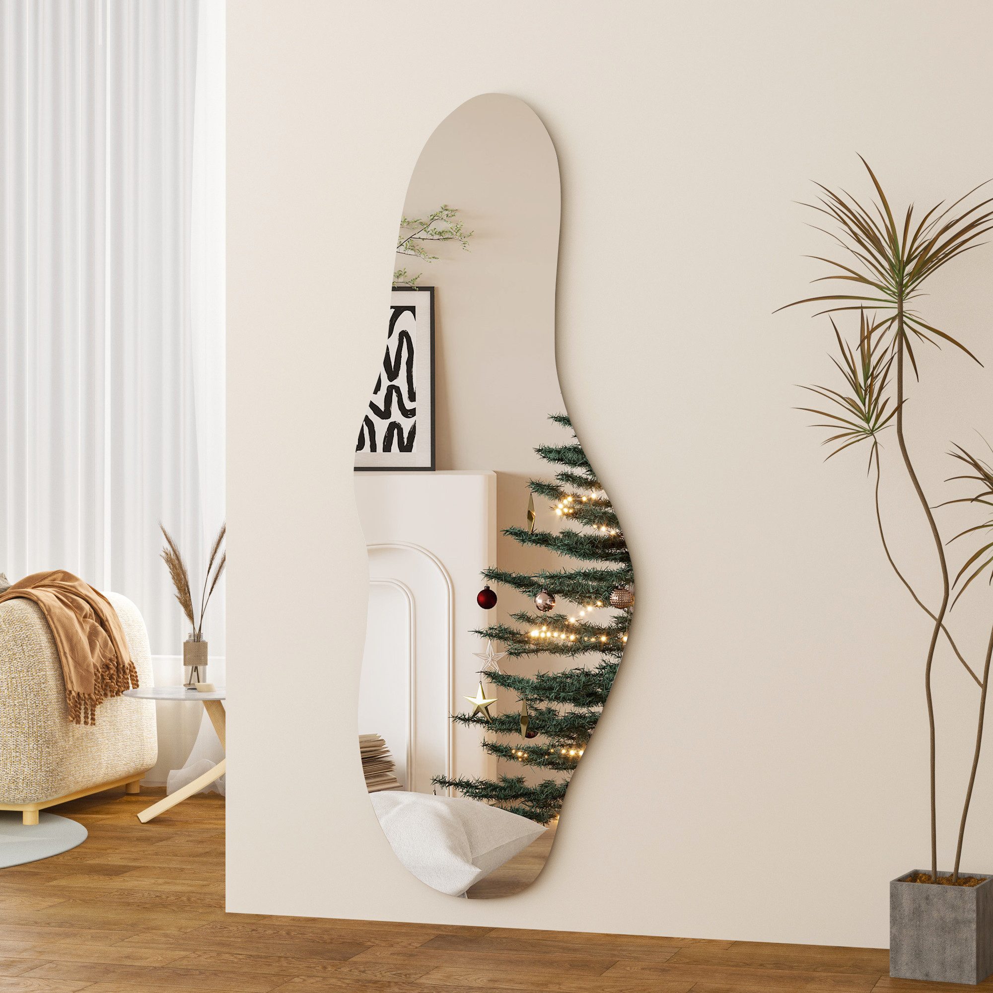 Boromal Ganzkörperspiegel groß Wandspiegel Asymmetrisch 165x60cm Dekospiege günstig online kaufen