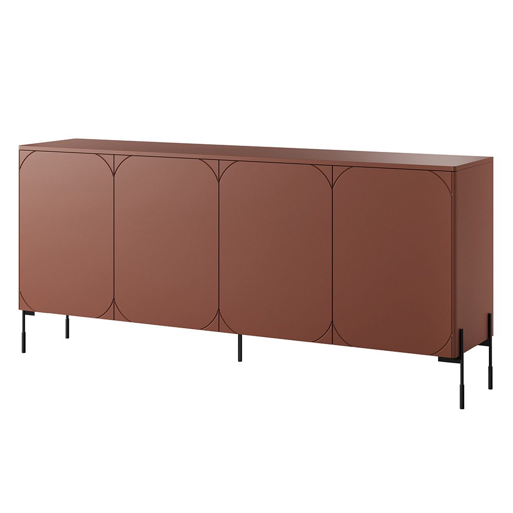 Lomadox Sideboard SPLIT-141, burgunder rot matt 204 cm Metallfüße Softclose Push-to-open grifflos