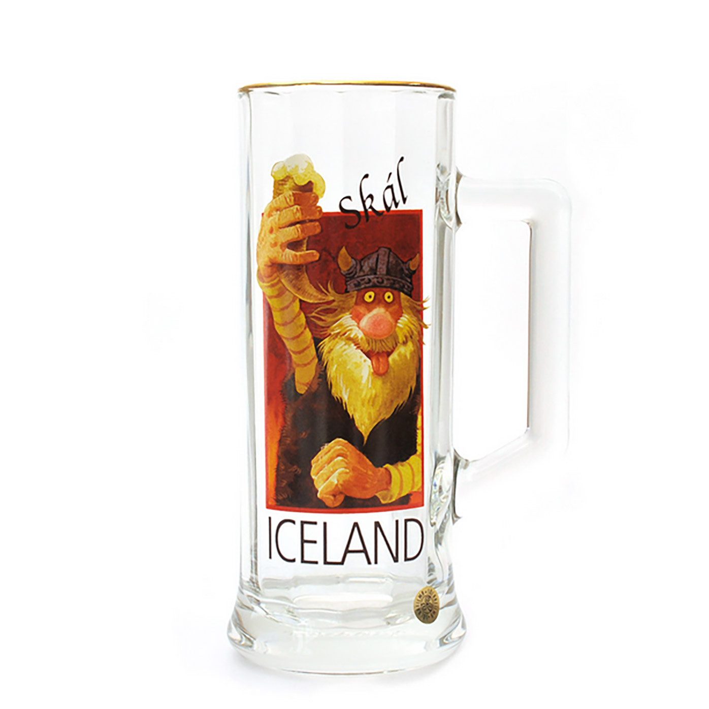 Sólarfilma Bierkrug Bierglas mit Henkel - 0,5 Liter - Lustiger Wikinger, Glas, Island-Souvenir
