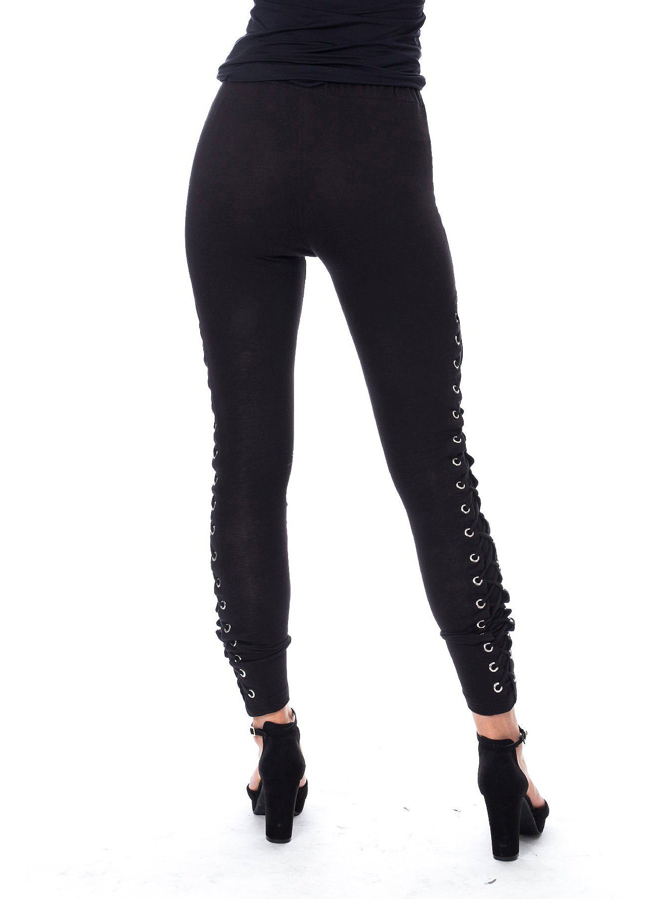 Vixxsin Leggings Onyx Gothic Schnürung Nu Goth Mesh Netz Ausschnitt günstig online kaufen