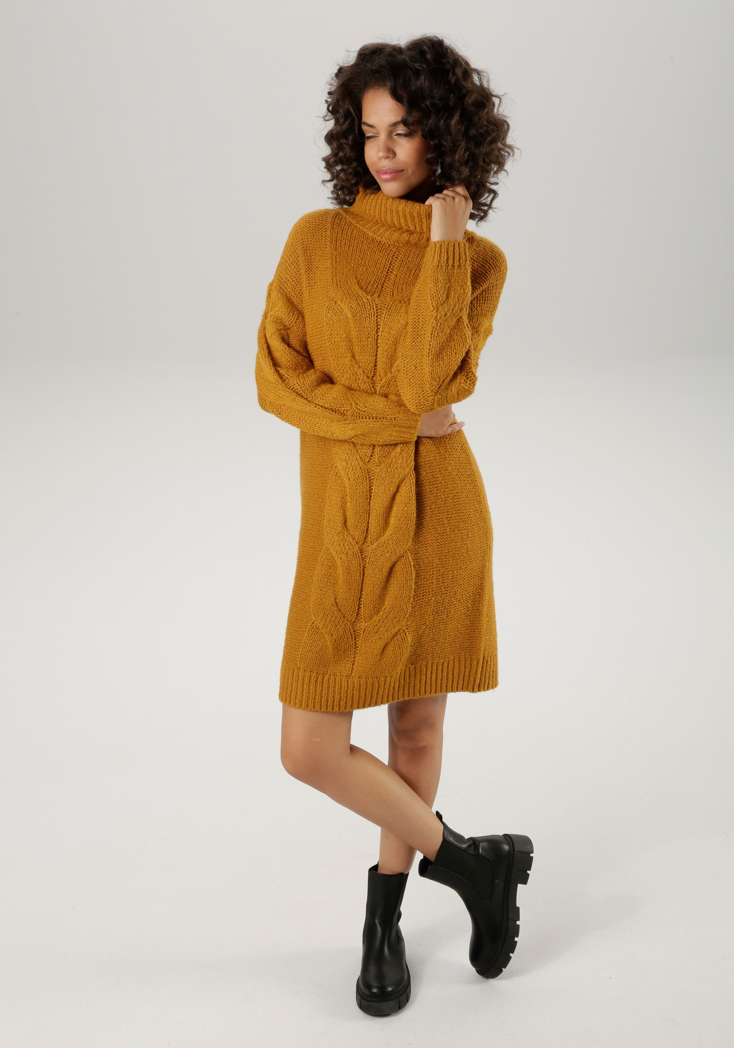 Aniston CASUAL Strickkleid mit extravagantem Zopfmuster günstig online kaufen