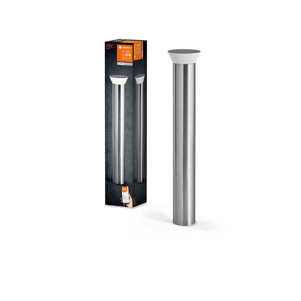 Ledvance Sockelleuchte Edelstahl, 10W, warmweiß, 250lm, IP44, wassergeschützt, G, 3000K, smarthomefähig wassergeschützt, warmweiß