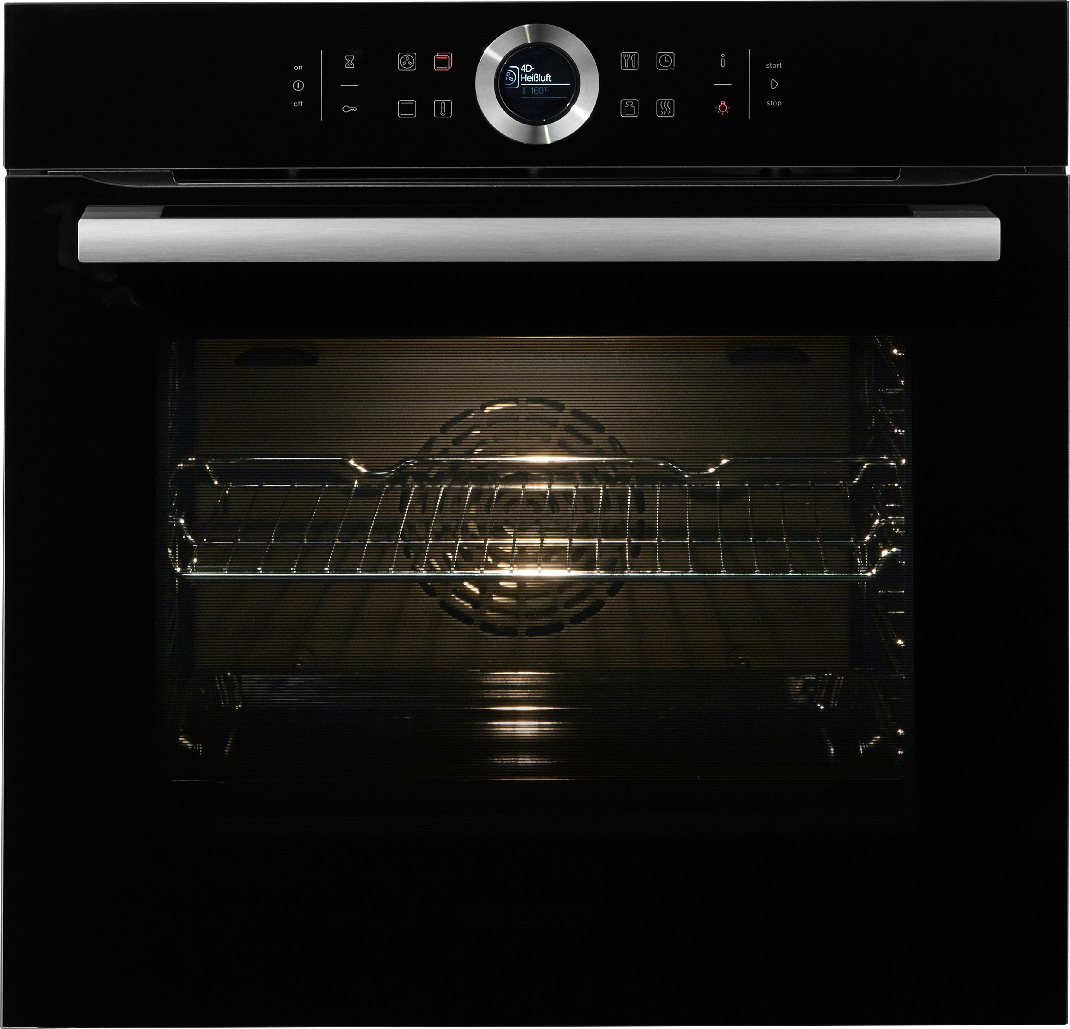 BOSCH Einbaubackofen Serie 8 HBG635BB1, mit Teleskopauszug nachrüstbar, ecoClean Direct, mit Pizzastufe
