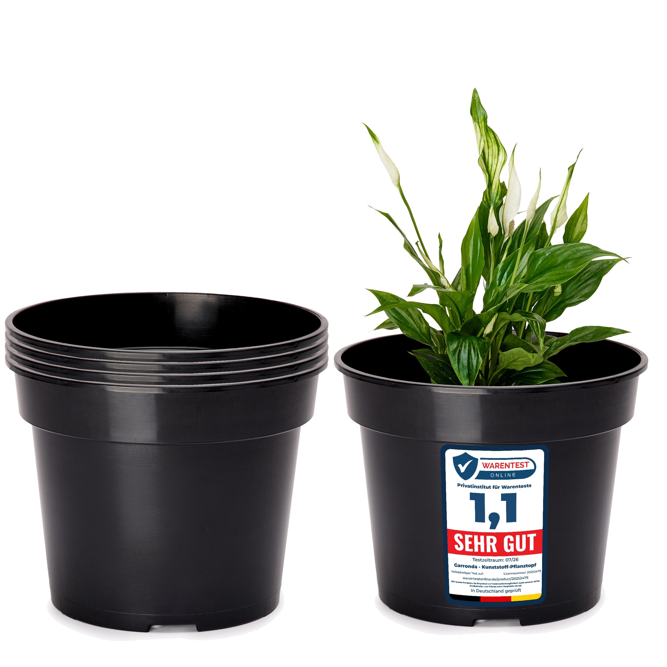Garronda Blumentopf Kunststoff rund Pflanztopf Kräutertopf Anzuchttopf für Garten GD-0025 (5 St)