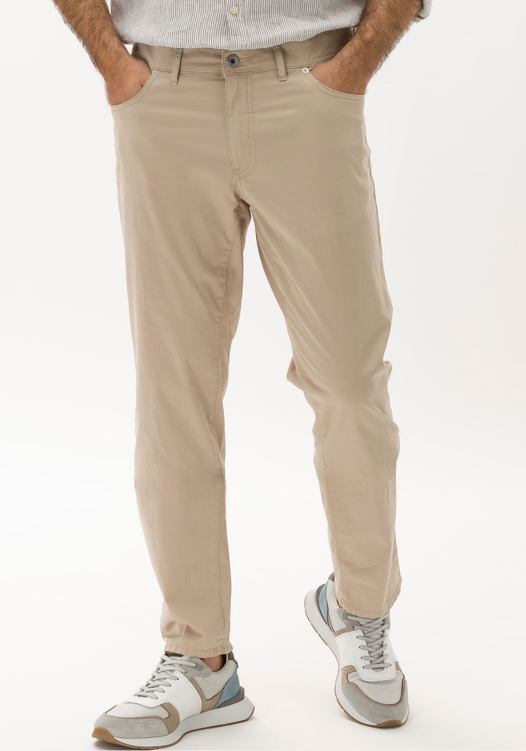 5-Pocket-Jeans Baumwoll-Stretch, beige Cadiz Brax superleicht Ultralight Flachgewebe