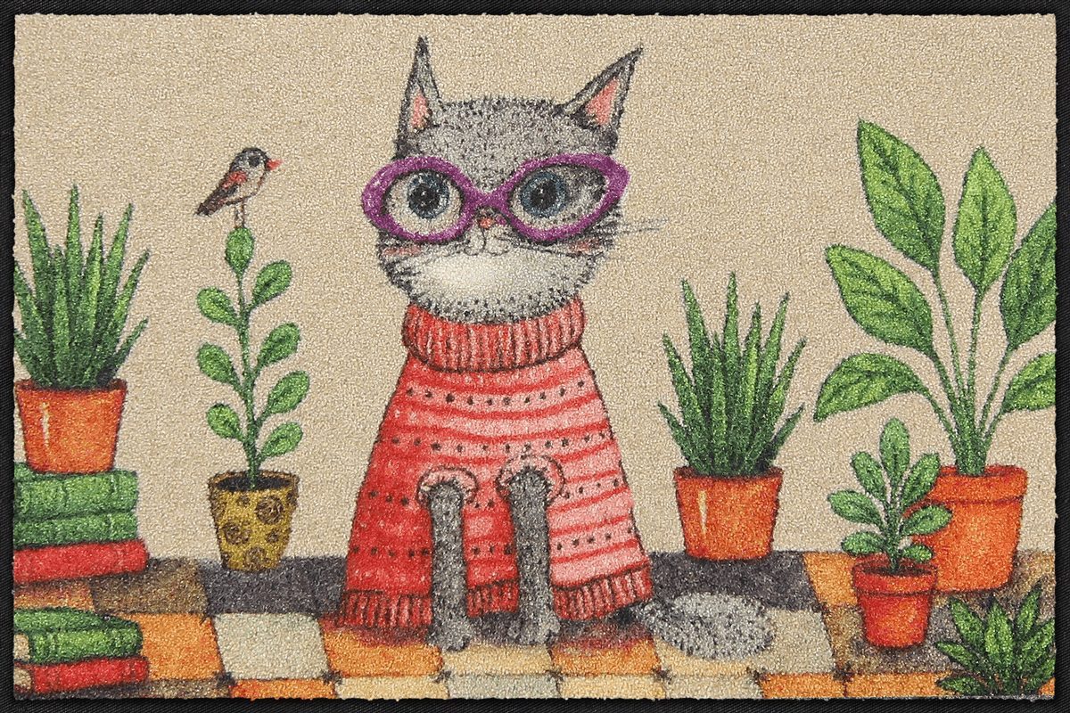 Salonloewe Fußmatte Salonloewe SOPHISTI CAT Fußmatte Wohnmatte 50 x 75 cm, rechteckig, Höhe: 7 mm, In- und Outdoor, waschbar und trocknergeeignet