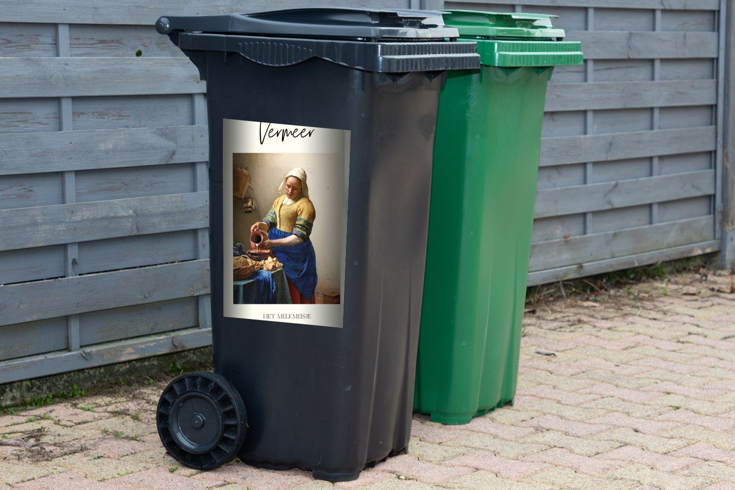 - St), Wandsticker Vermeer Johannes - Milchmädchen Meister Container, Abfalbehälter (1 Mülltonne, MuchoWow Alte Das Mülleimer-aufkleber, Sticker,