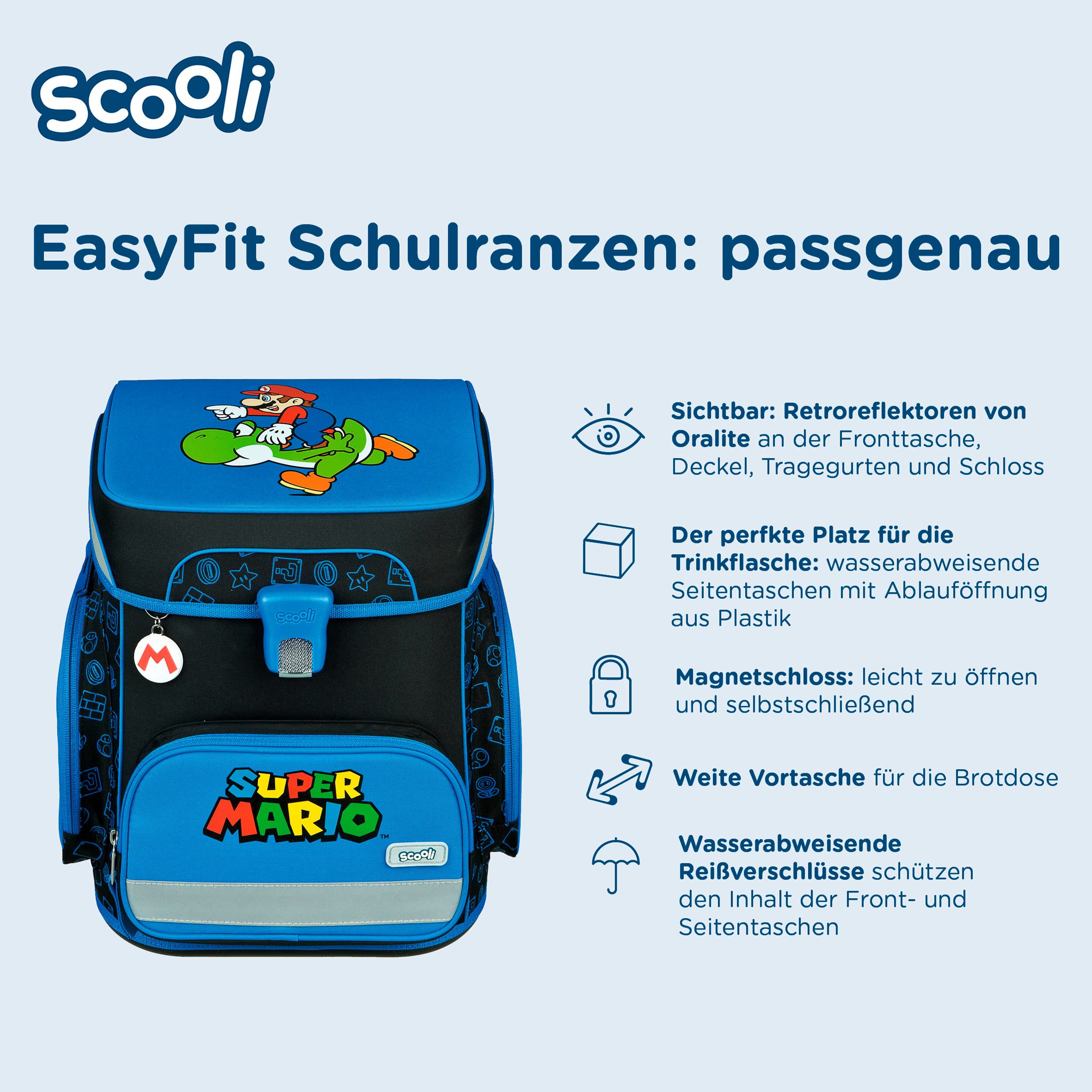 Scooli Schulranzen EasyFit, Super Mario (Set, 5-tlg)