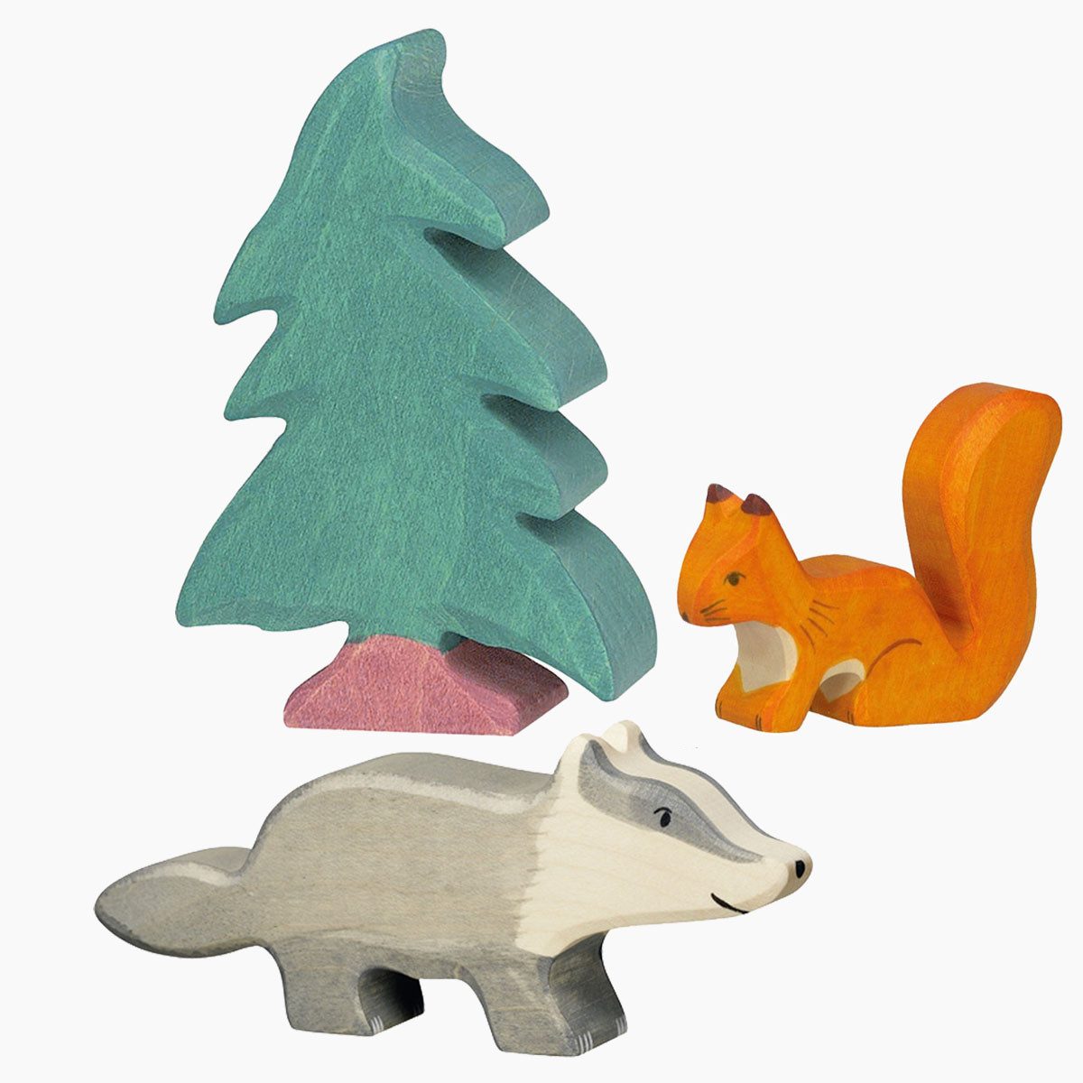 Holztiger Spielwelt Tierset Waldtiere, (packung, 3-tlg., sparset), Wertvolle Handarbeit aus Europa