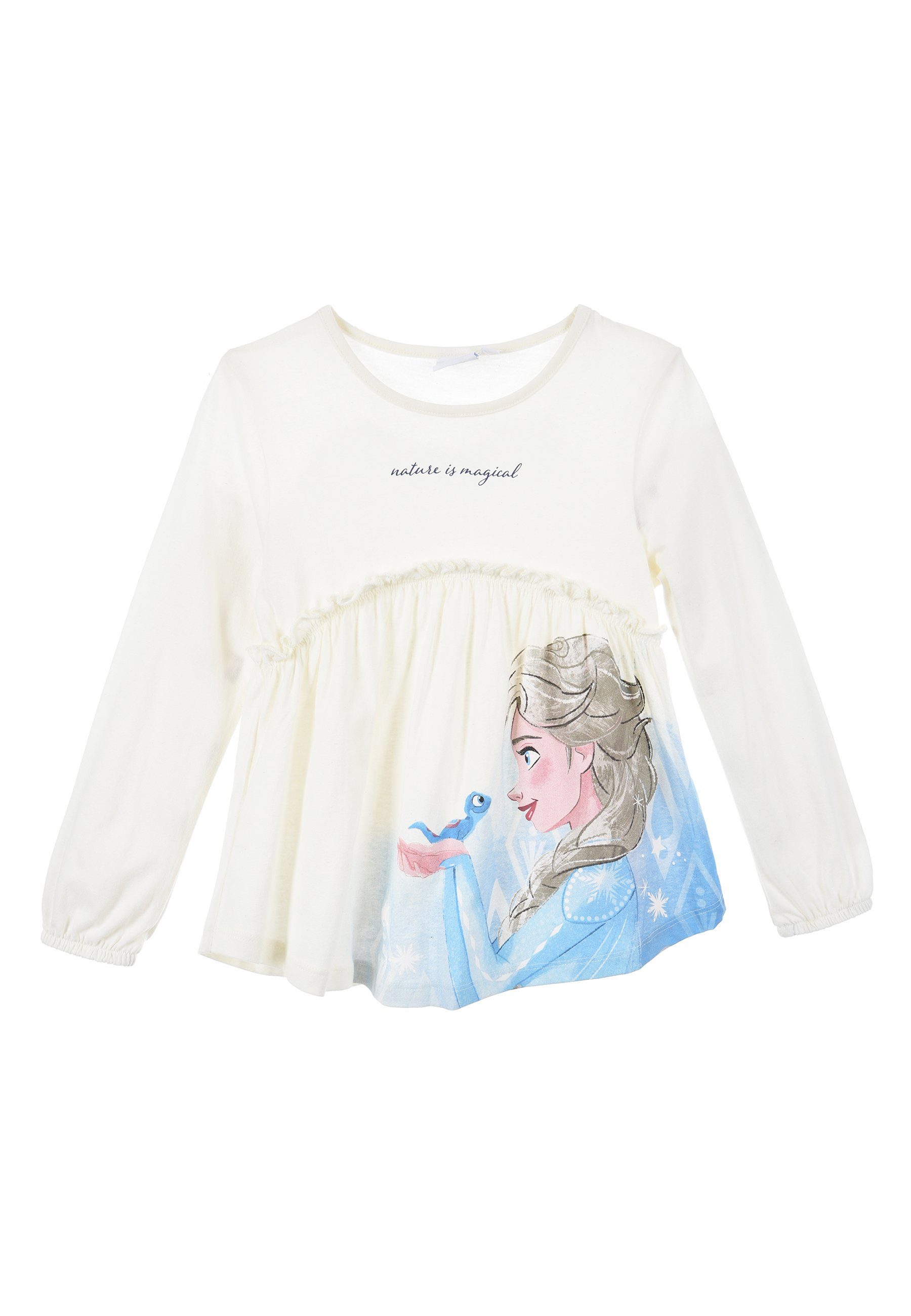 Disney Frozen Langarmshirt Die Elsa Weiß Mädchen Langarm-Shirt Lonsleeve Eiskönigin