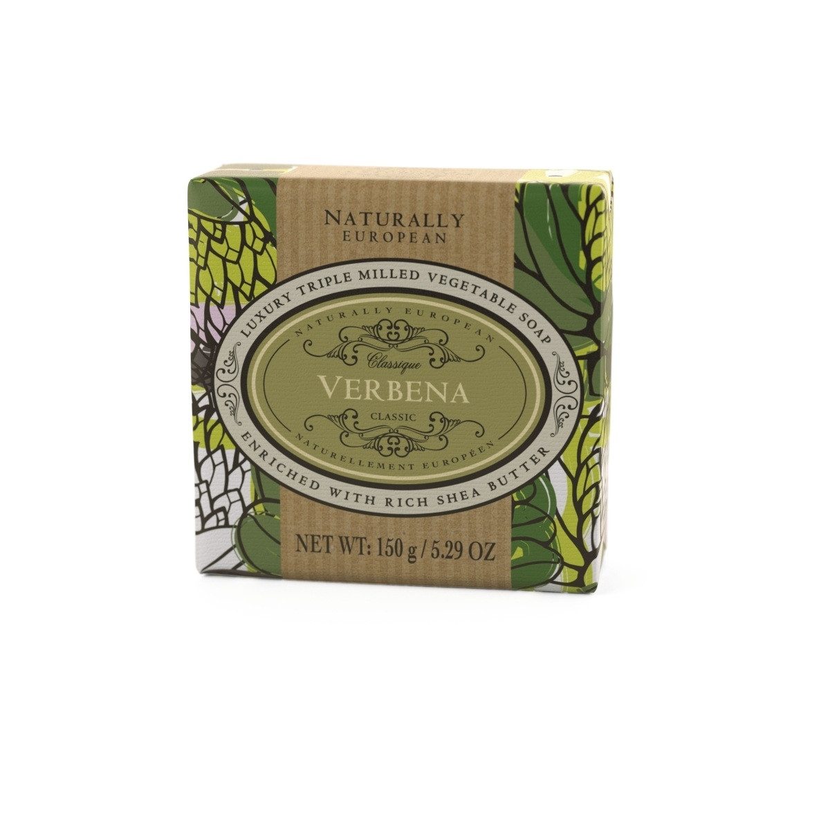 Somerset Toiletry Handseife Seife Verbena 150g zur Hand- und Körperreinigung mit Zitrusduft, 1-tlg., Triple-milled, Vegan Society, Papierverpackung