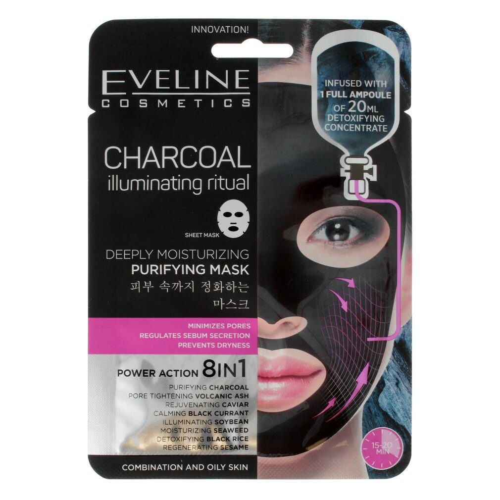 Eveline Cosmetics Körperpflegemittel EVELINE Charcoal Illuminating Ritual Sheet Mask