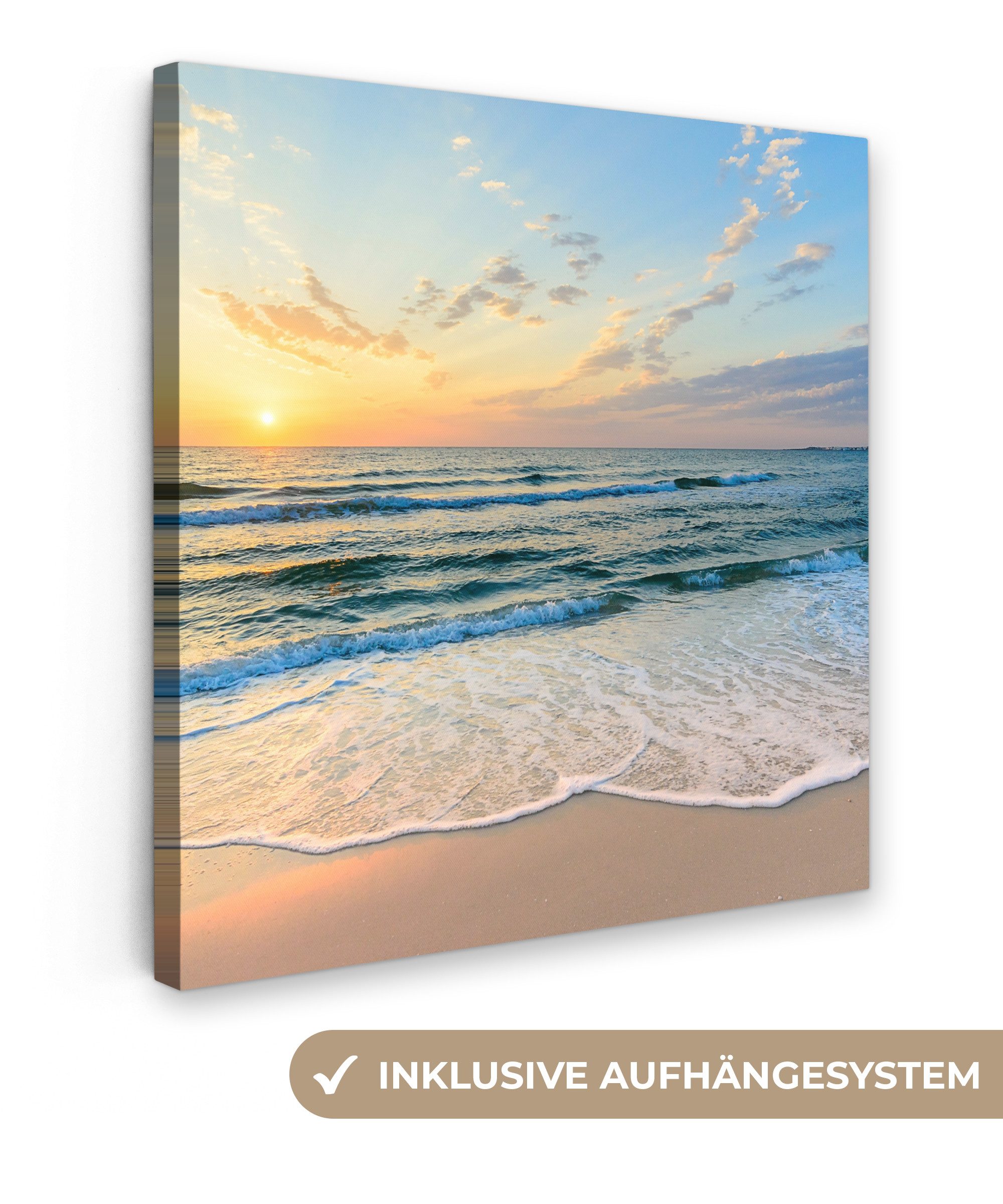 OneMillionCanvasses® Leinwandbild Strand - Meer - Sonnenuntergang - Golf, F günstig online kaufen