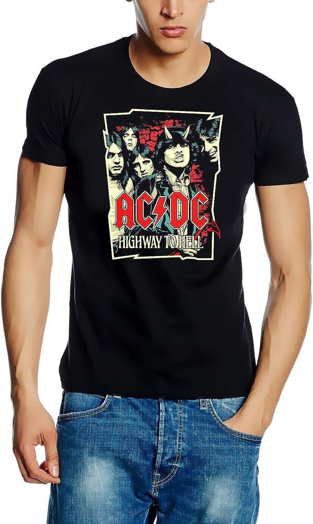 Print-Shirt M Bandshirts T-Shirt S to XXL XL T-Shirt AC/DC Hell L Highway AC/DC Schwarz AC/DC