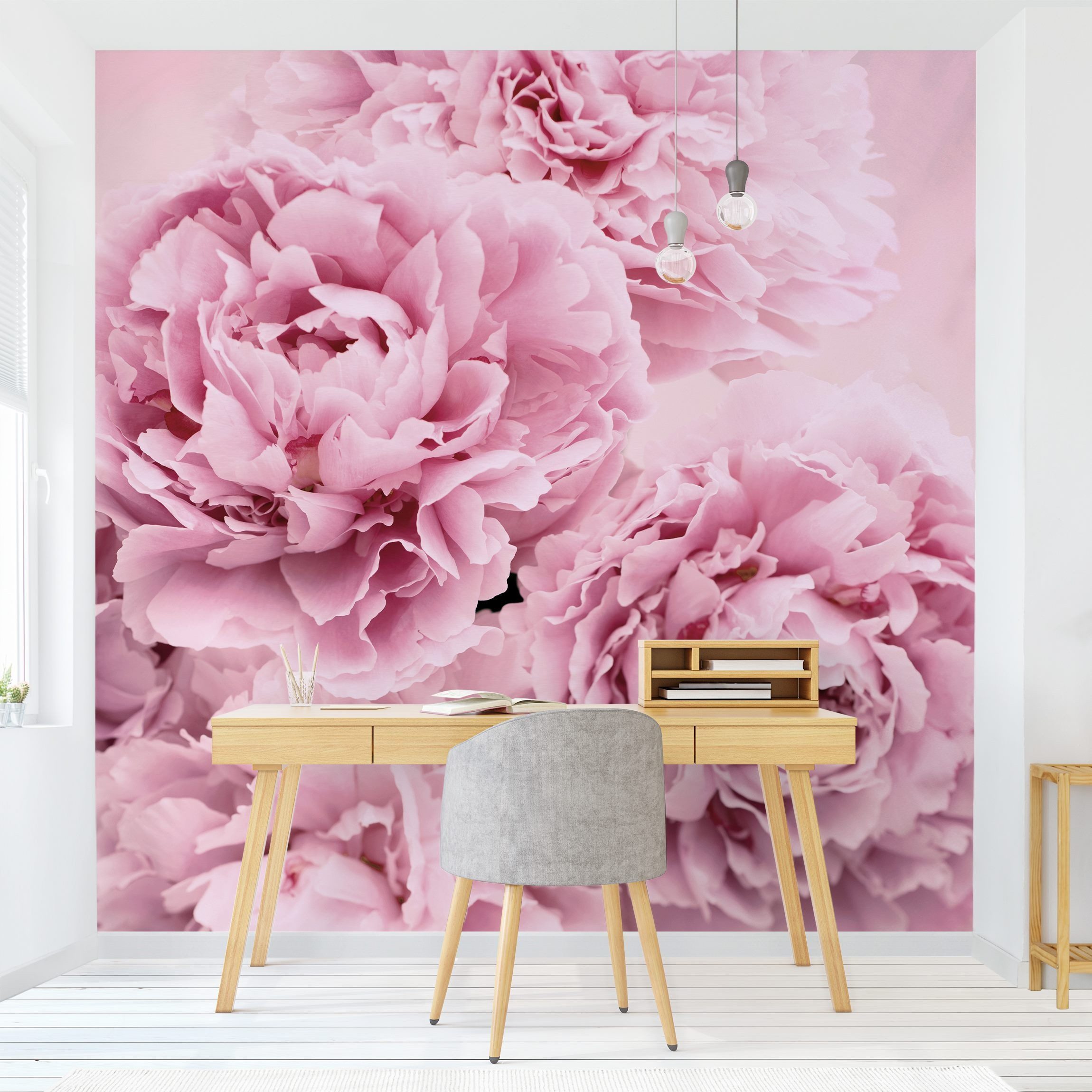 Bilderdepot24 Fototapete Rosen Rosa Pfingstrosen Blumen Natur Pflanzen Wanddeko, Glatt, Matt, (Vliestapete inkl. Kleister oder selbstklebend), Wohnzimmer Schlafzimmer Küche Flur Motivtapete Vliestapete Wandtapete