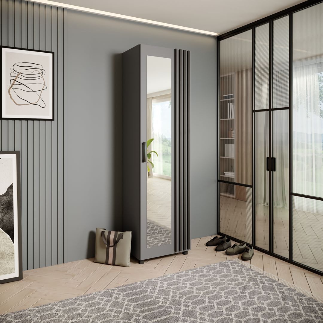 Beautysofa Garderobenschrank mit Tür und Spiegel LIVIA (passt perfekt in je günstig online kaufen