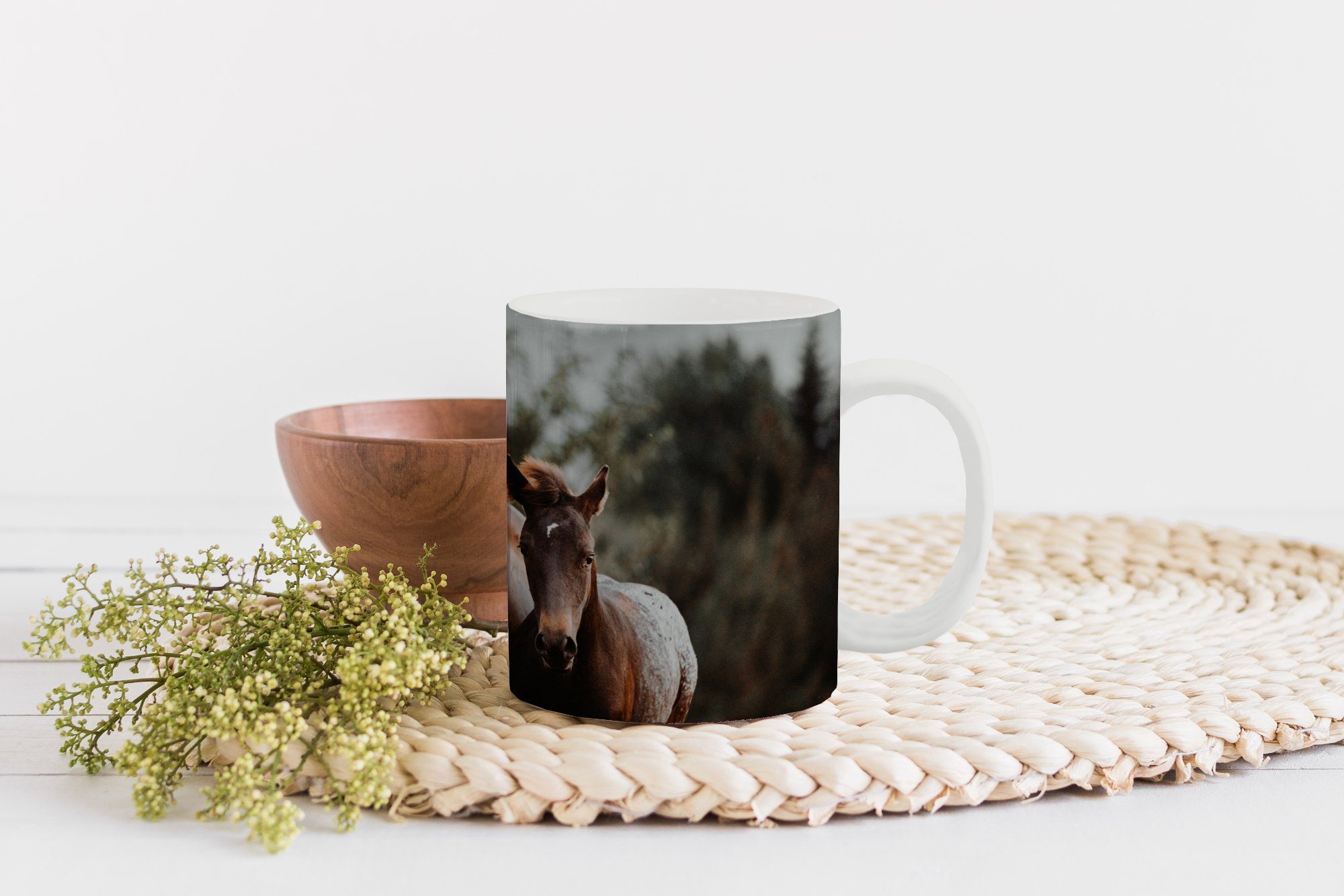 Teetasse, Natur, Pferd Geschenk Becher, Teetasse, - Keramik, Tasse MuchoWow Fohlen - Kaffeetassen,